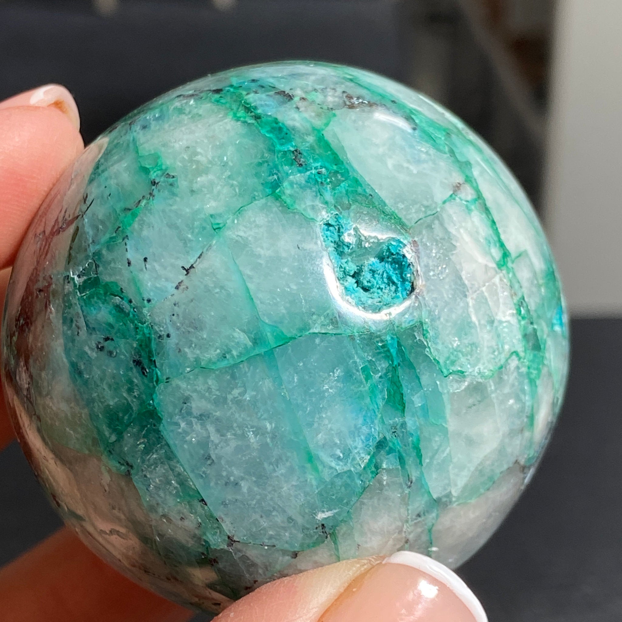 Chrysocolla, Quartz & Opal Sphere – Peru