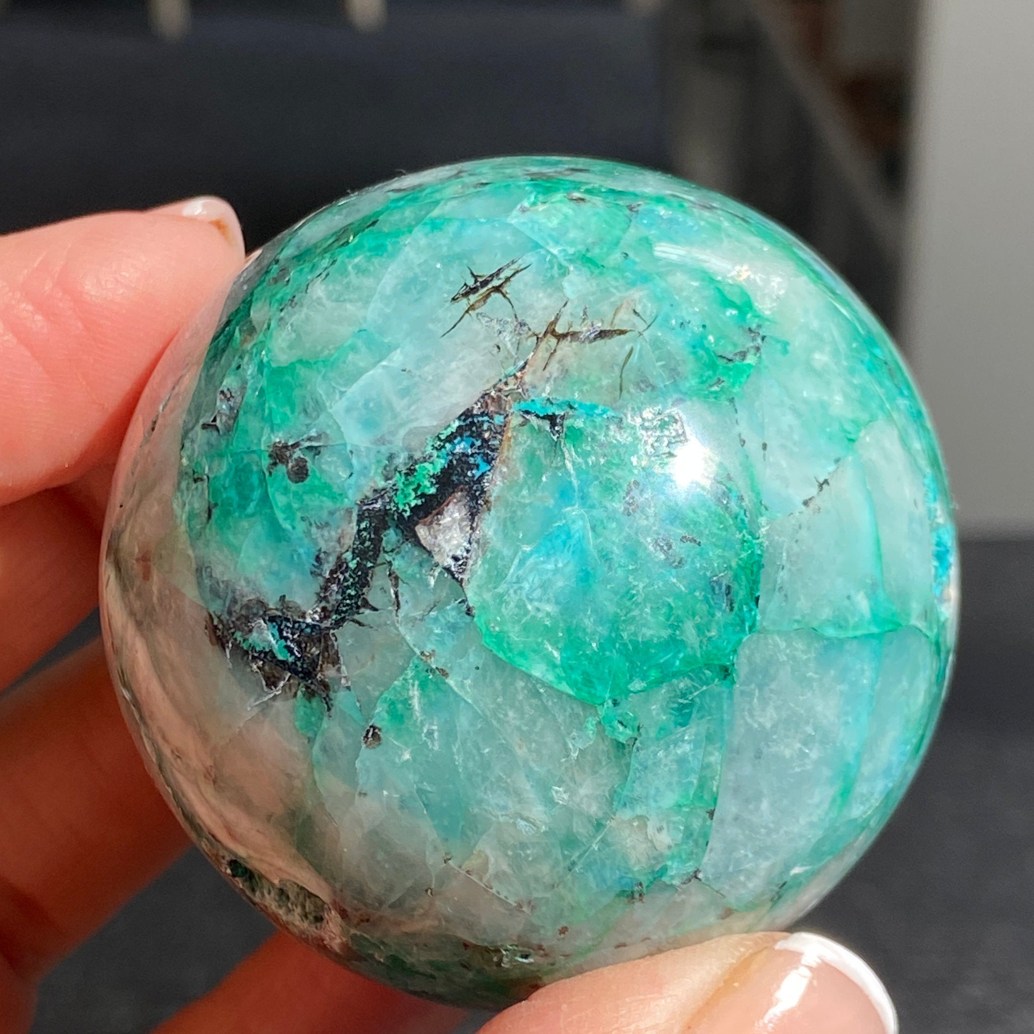 Chrysocolla, Quartz & Opal Sphere – Peru