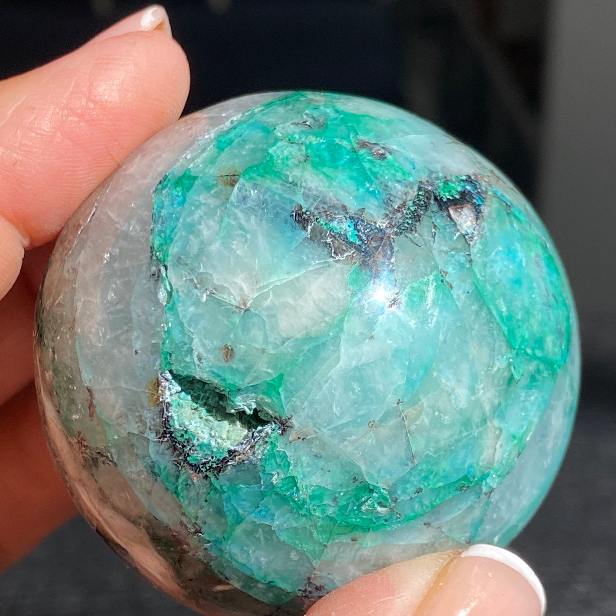 Chrysocolla, Quartz & Opal Sphere – Peru