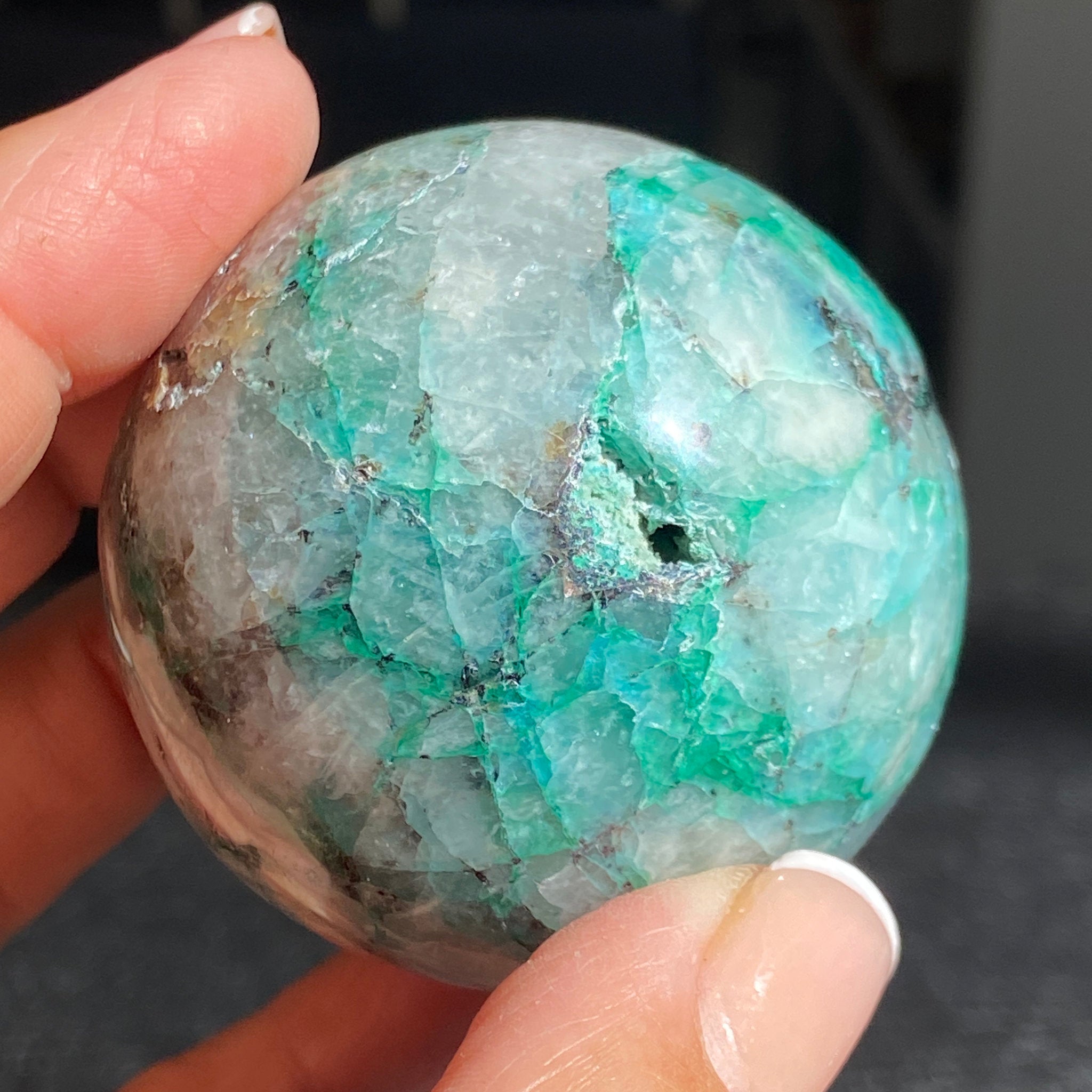 Chrysocolla, Quartz & Opal Sphere – Peru