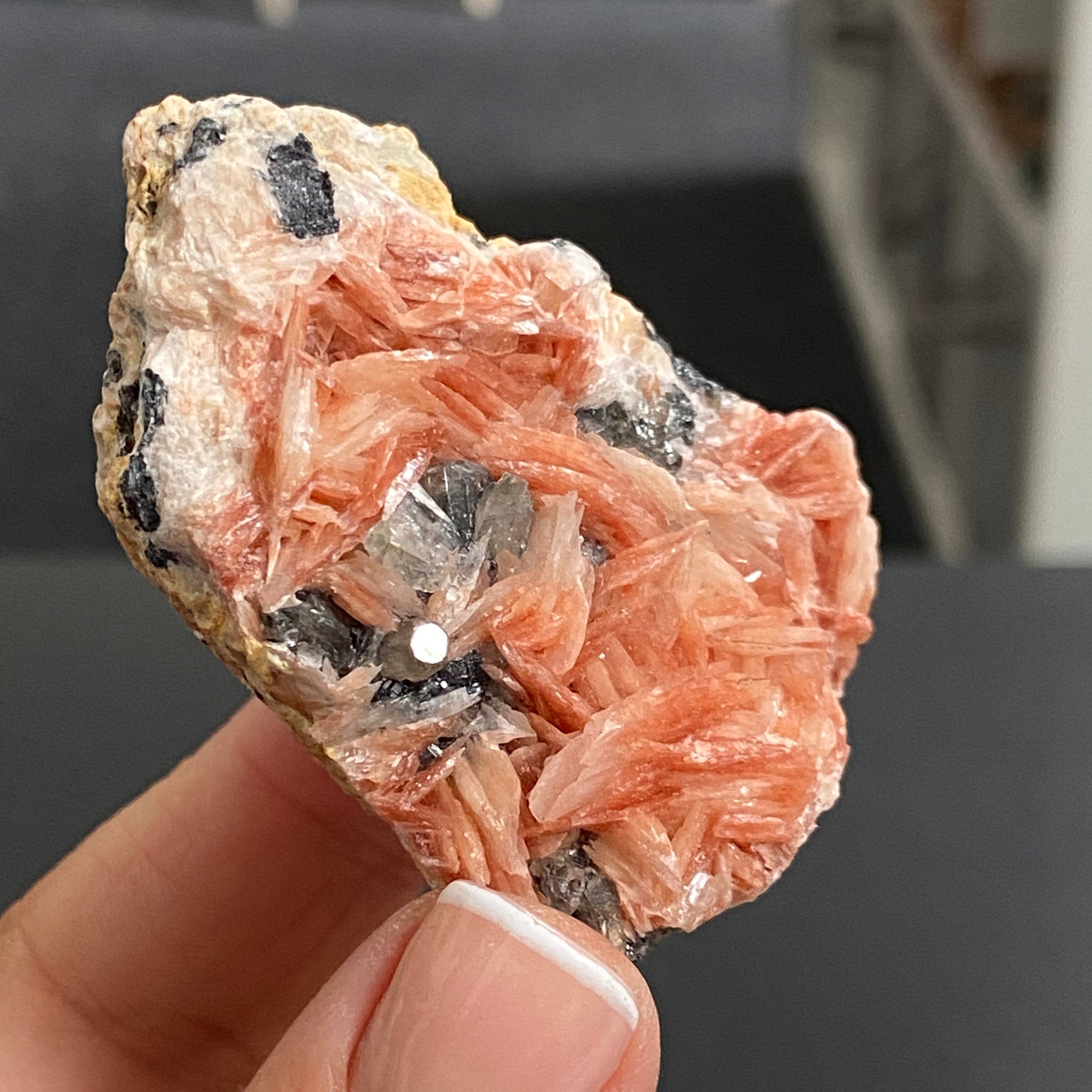 Pink Barite with Cerussite & Galena – Morocco