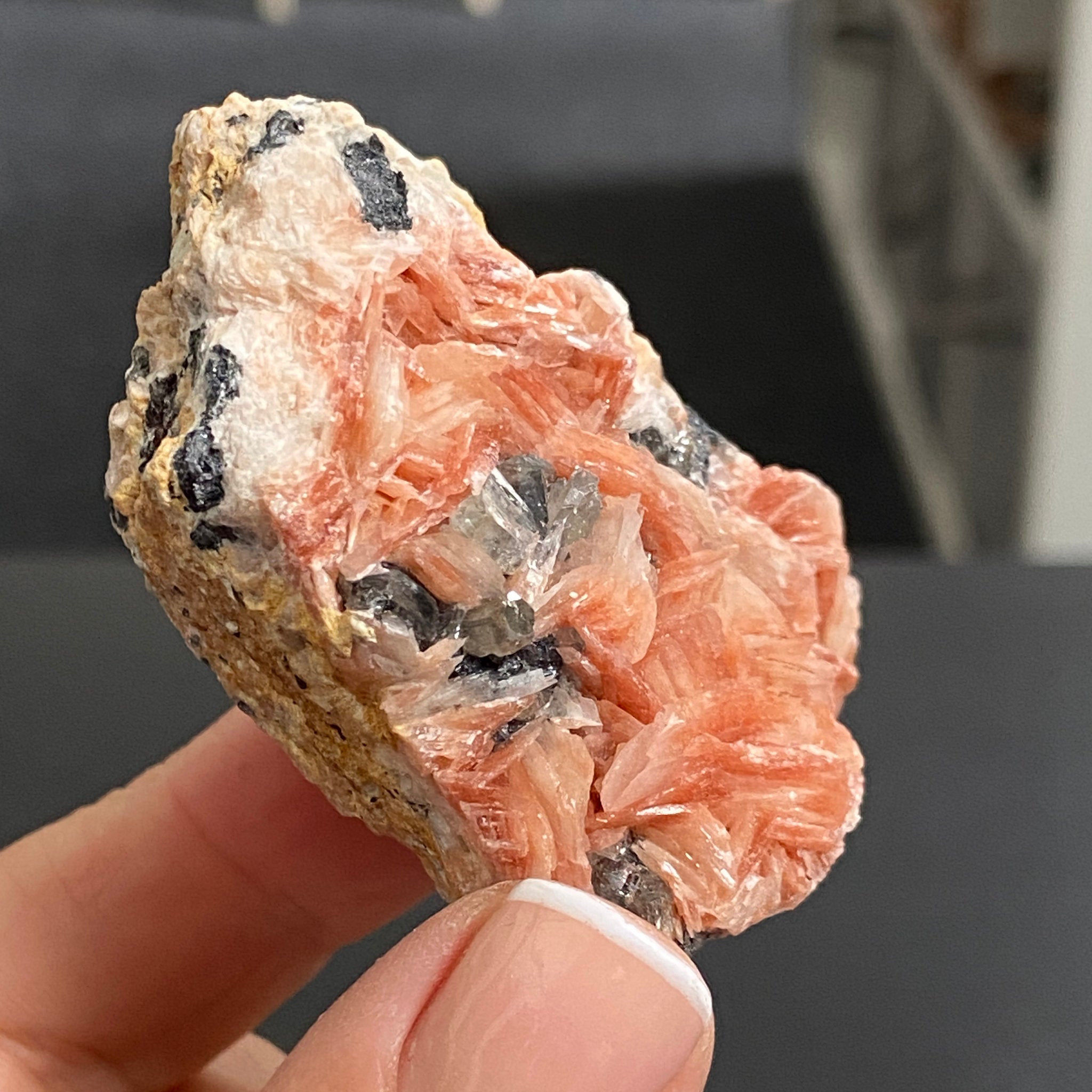Pink Barite with Cerussite & Galena – Morocco