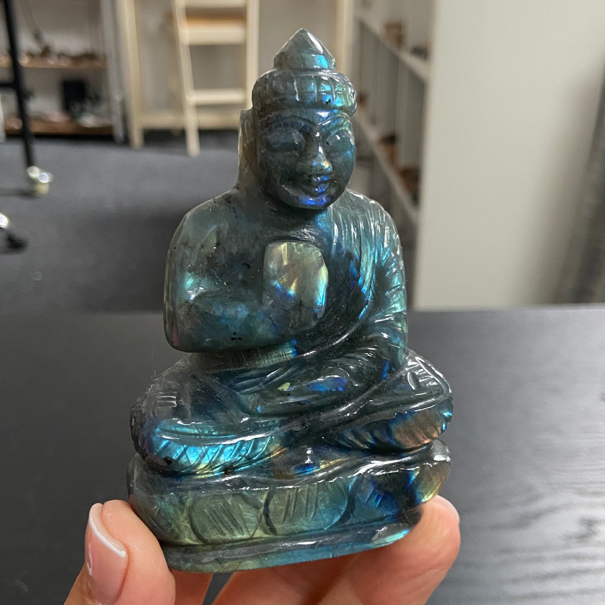Hand Carved - Labradorite Buddha Carving – Madagascar
