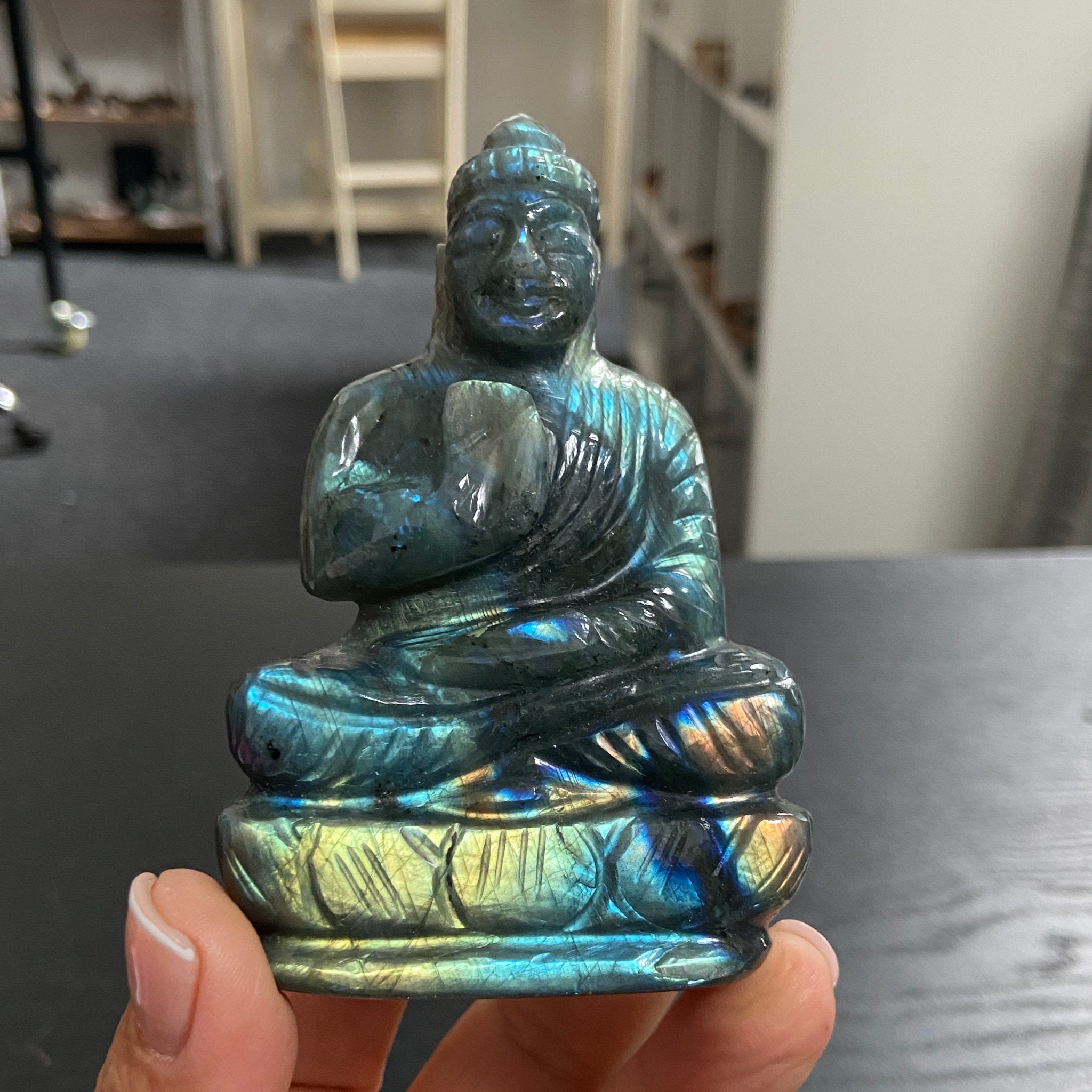 Hand Carved - Labradorite Buddha Carving – Madagascar