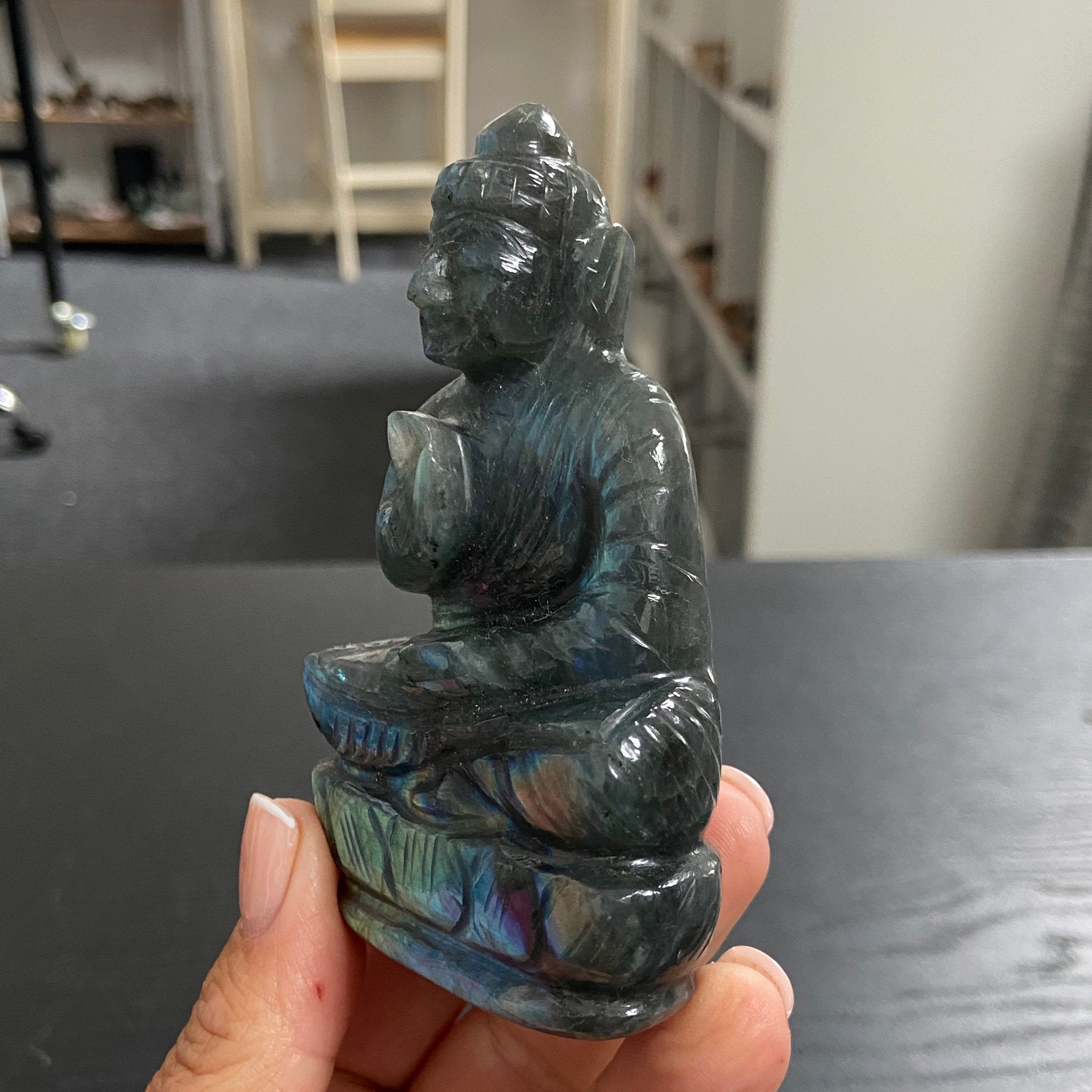 Hand Carved - Labradorite Buddha Carving – Madagascar