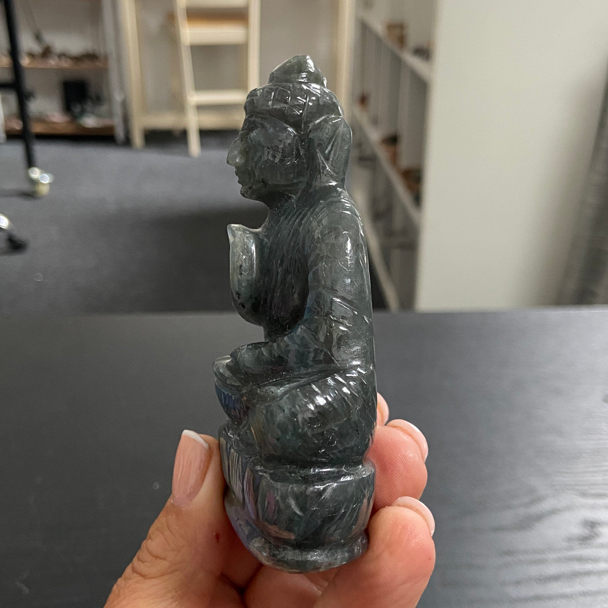 Hand Carved - Labradorite Buddha Carving – Madagascar