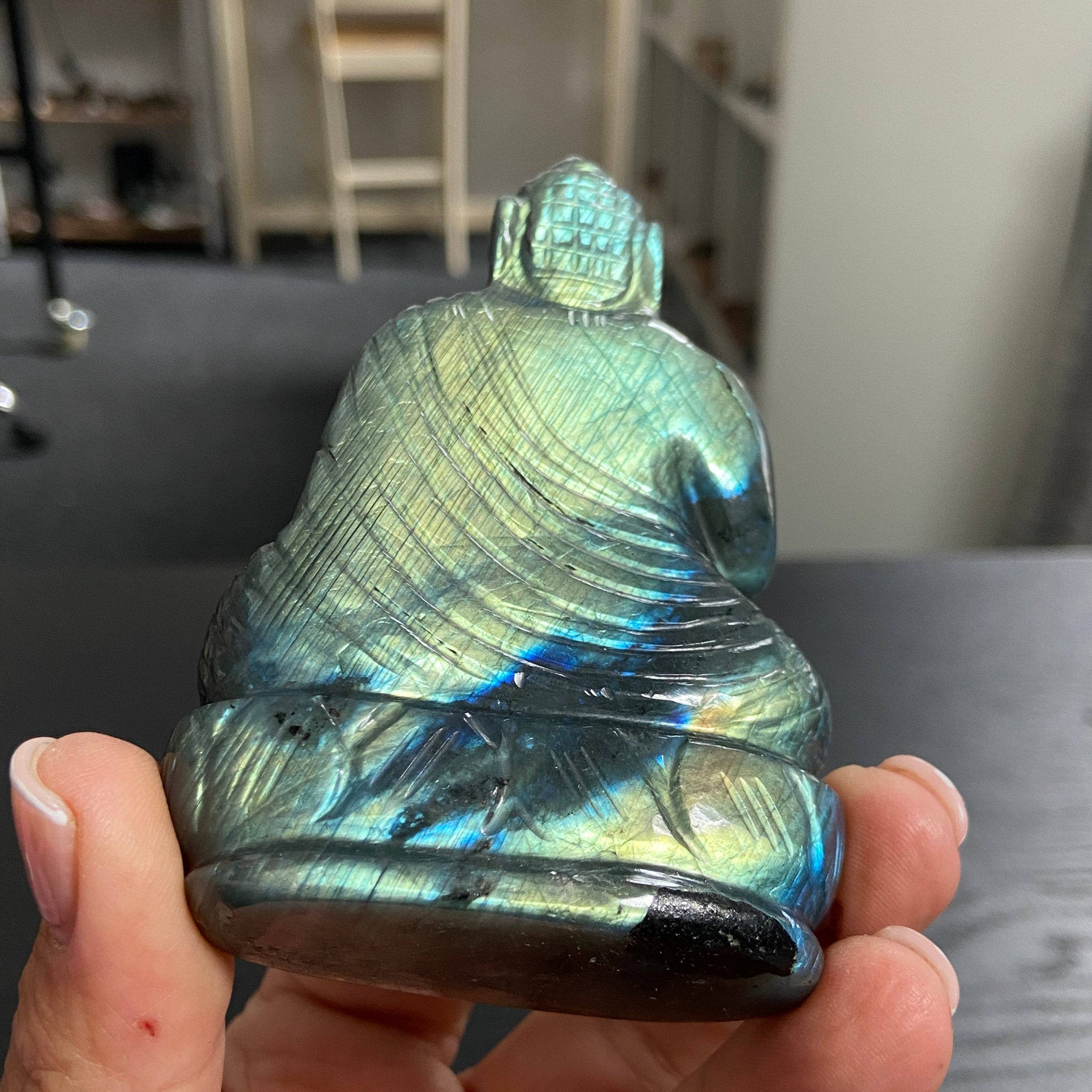 Hand Carved - Labradorite Buddha Carving – Madagascar