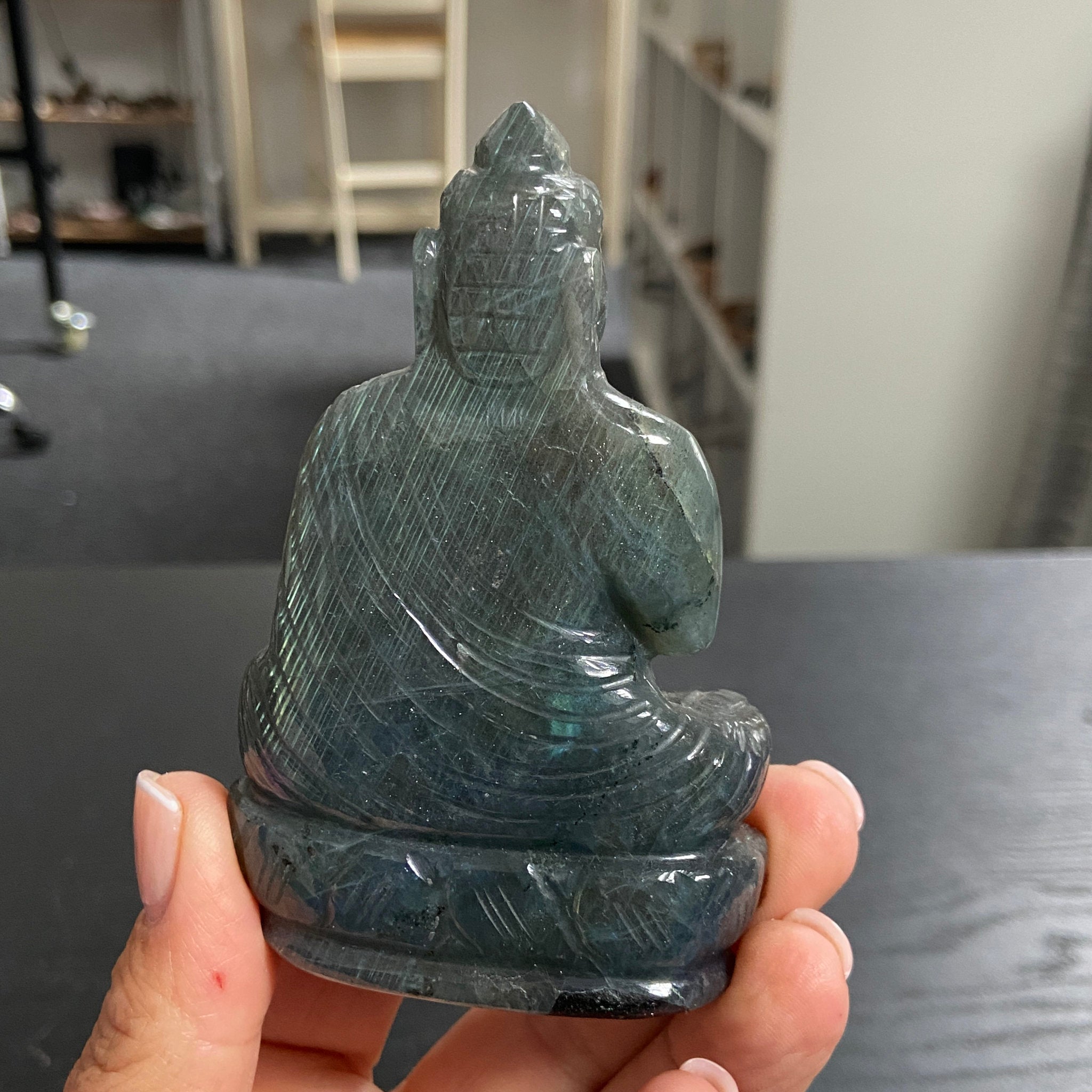 Hand Carved - Labradorite Buddha Carving – Madagascar
