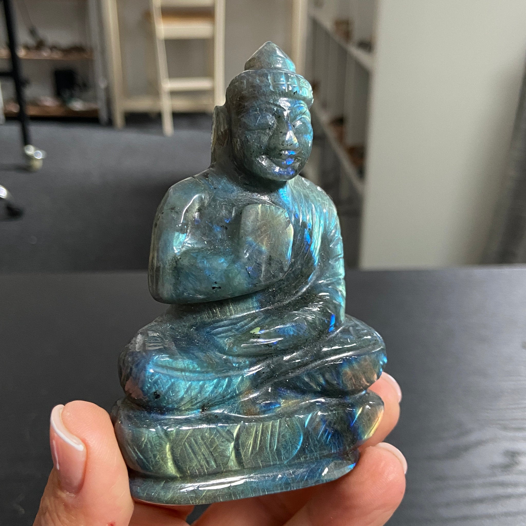 Hand Carved - Labradorite Buddha Carving – Madagascar