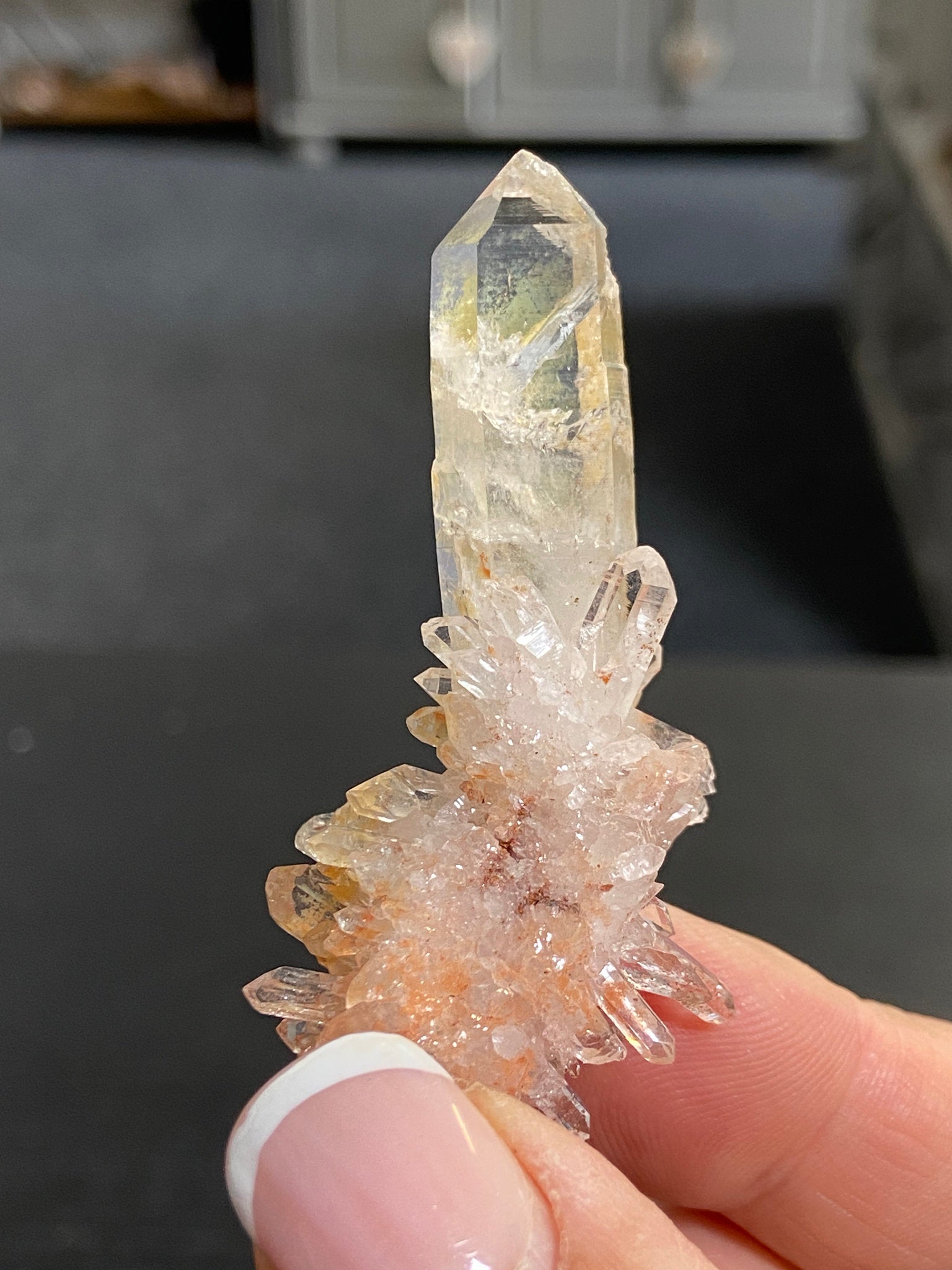 Pink & Gold Lemurian Light Quartz Cluster