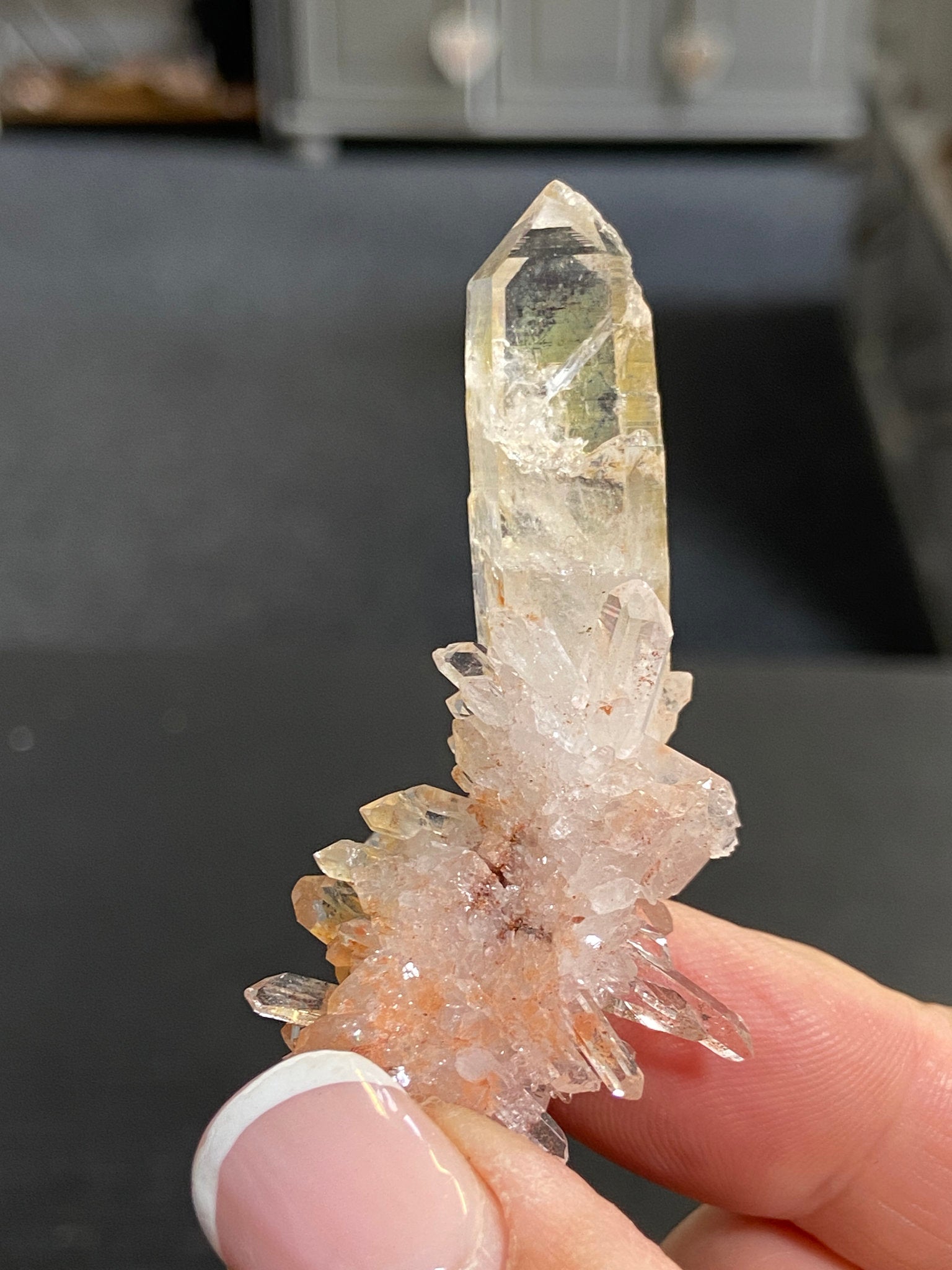 Pink & Gold Lemurian Light Quartz Cluster