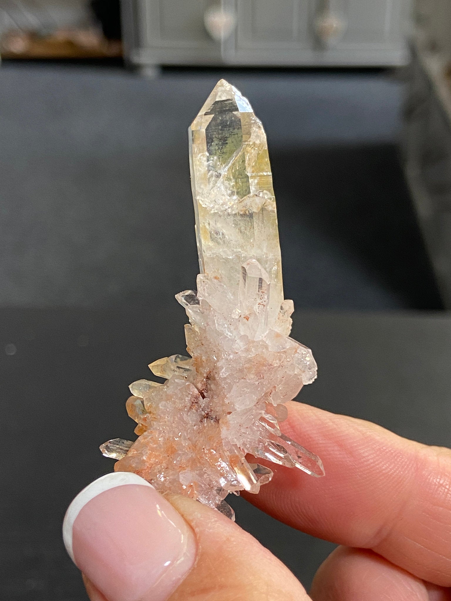 Pink & Gold Lemurian Light Quartz Cluster