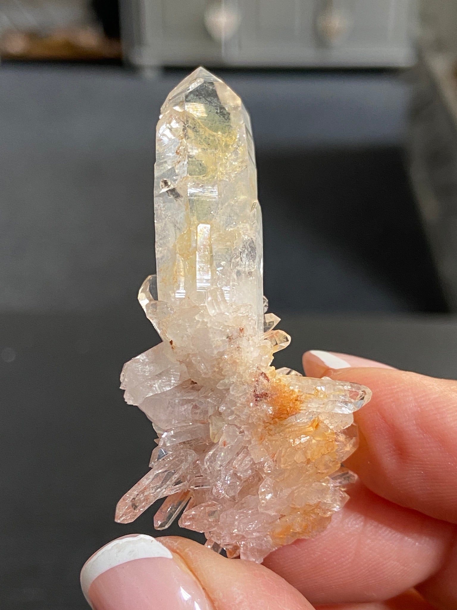 Pink & Gold Lemurian Light Quartz Cluster