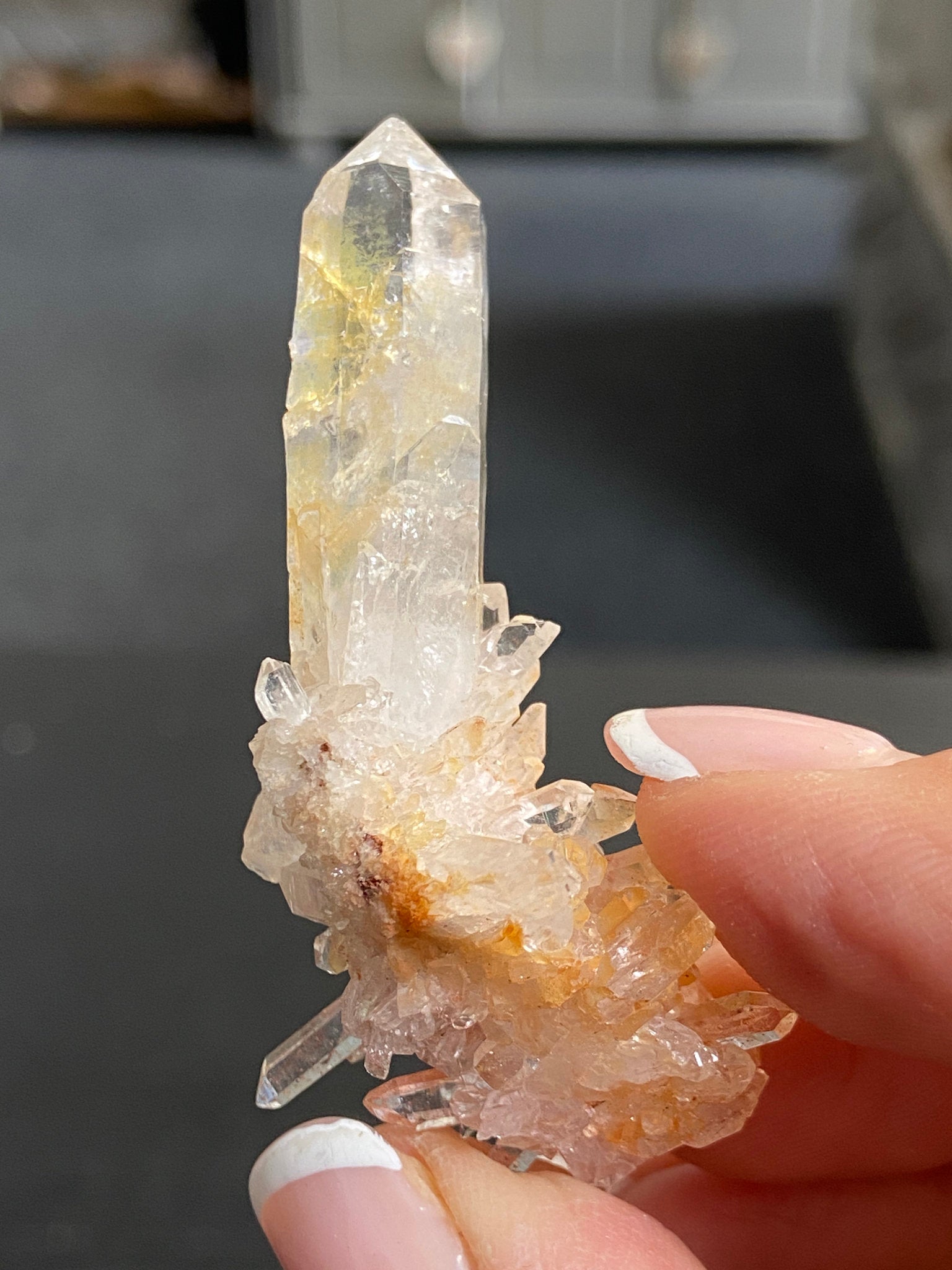Pink & Gold Lemurian Light Quartz Cluster