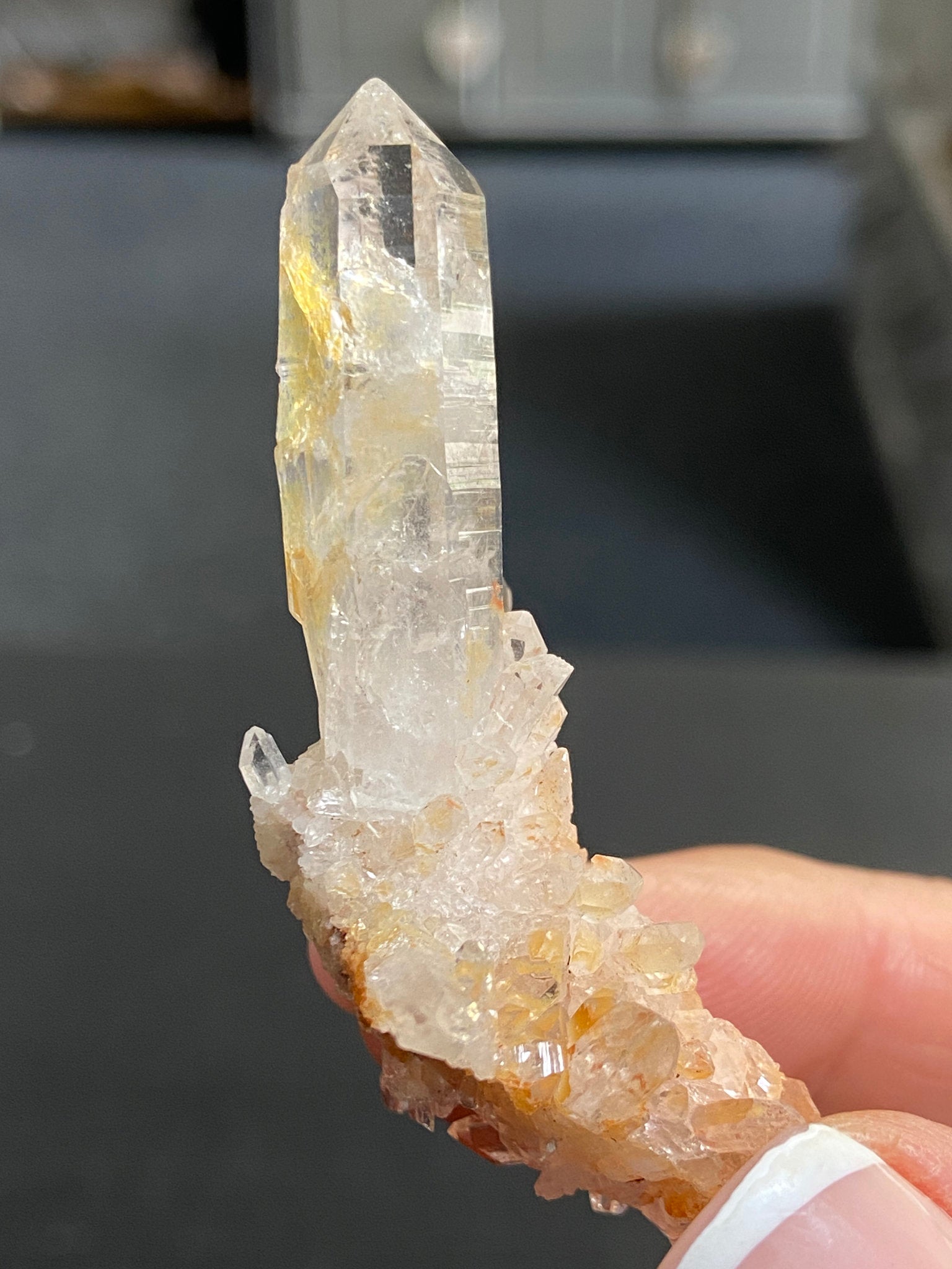 Pink & Gold Lemurian Light Quartz Cluster