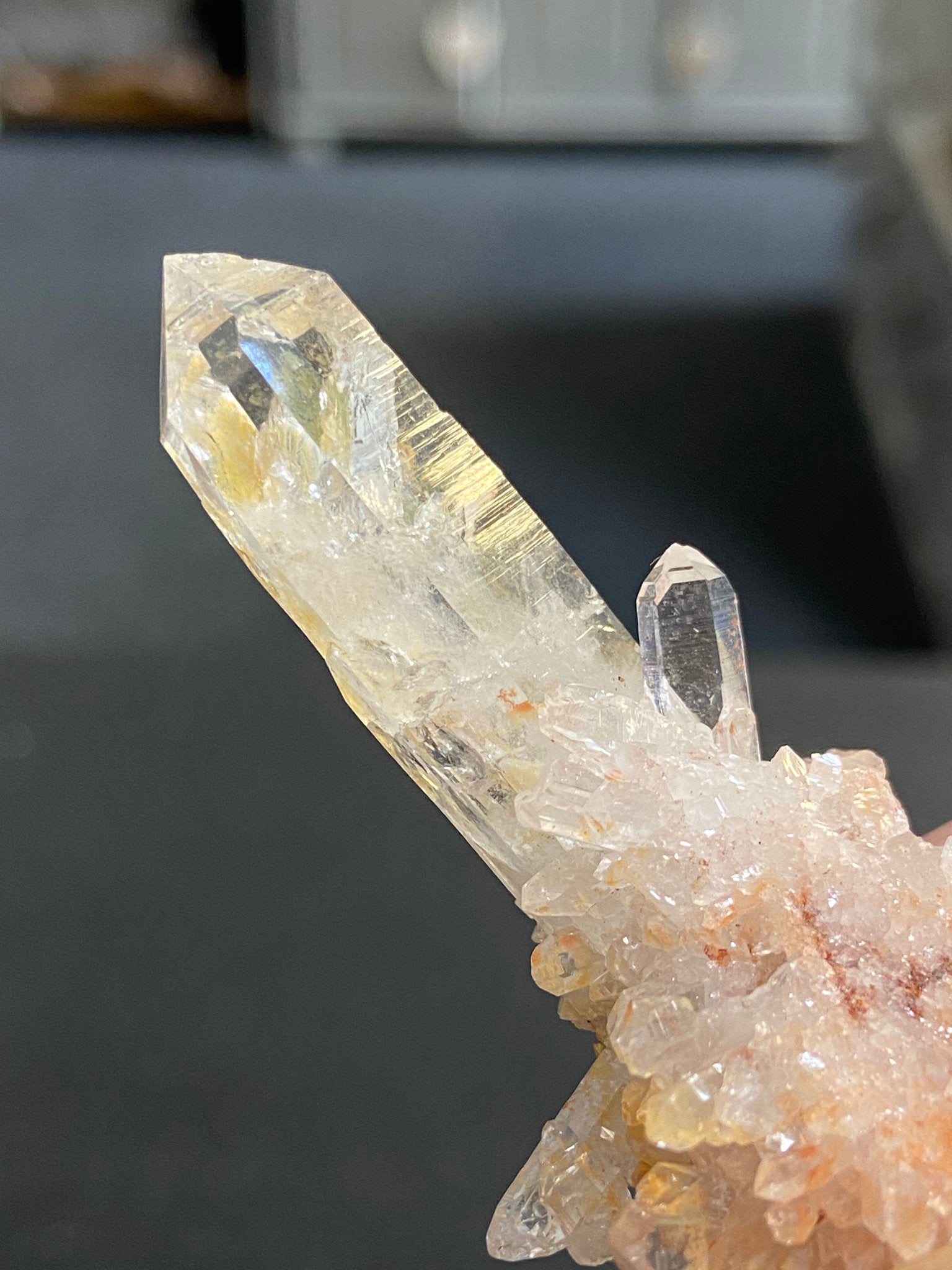 Pink & Gold Lemurian Light Quartz Cluster