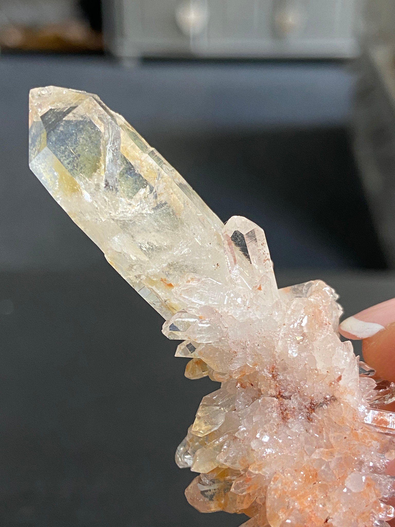 Pink & Gold Lemurian Light Quartz Cluster
