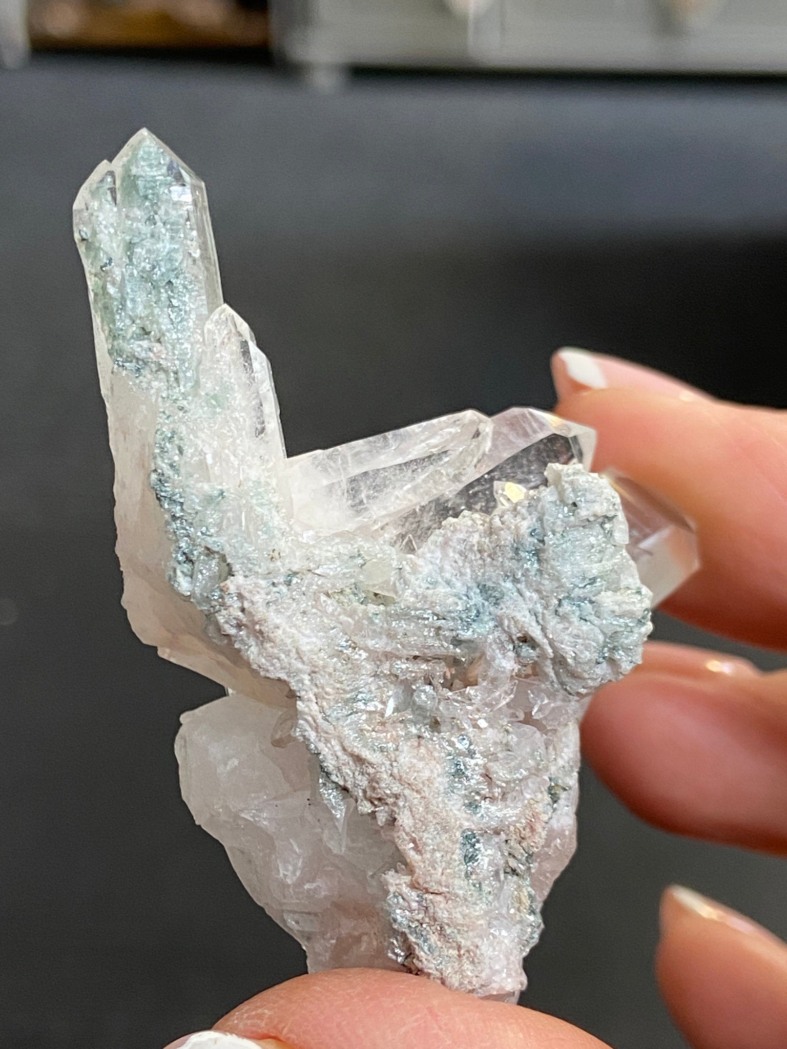 Lemurian Light Quartz Cluster with Fuchsite