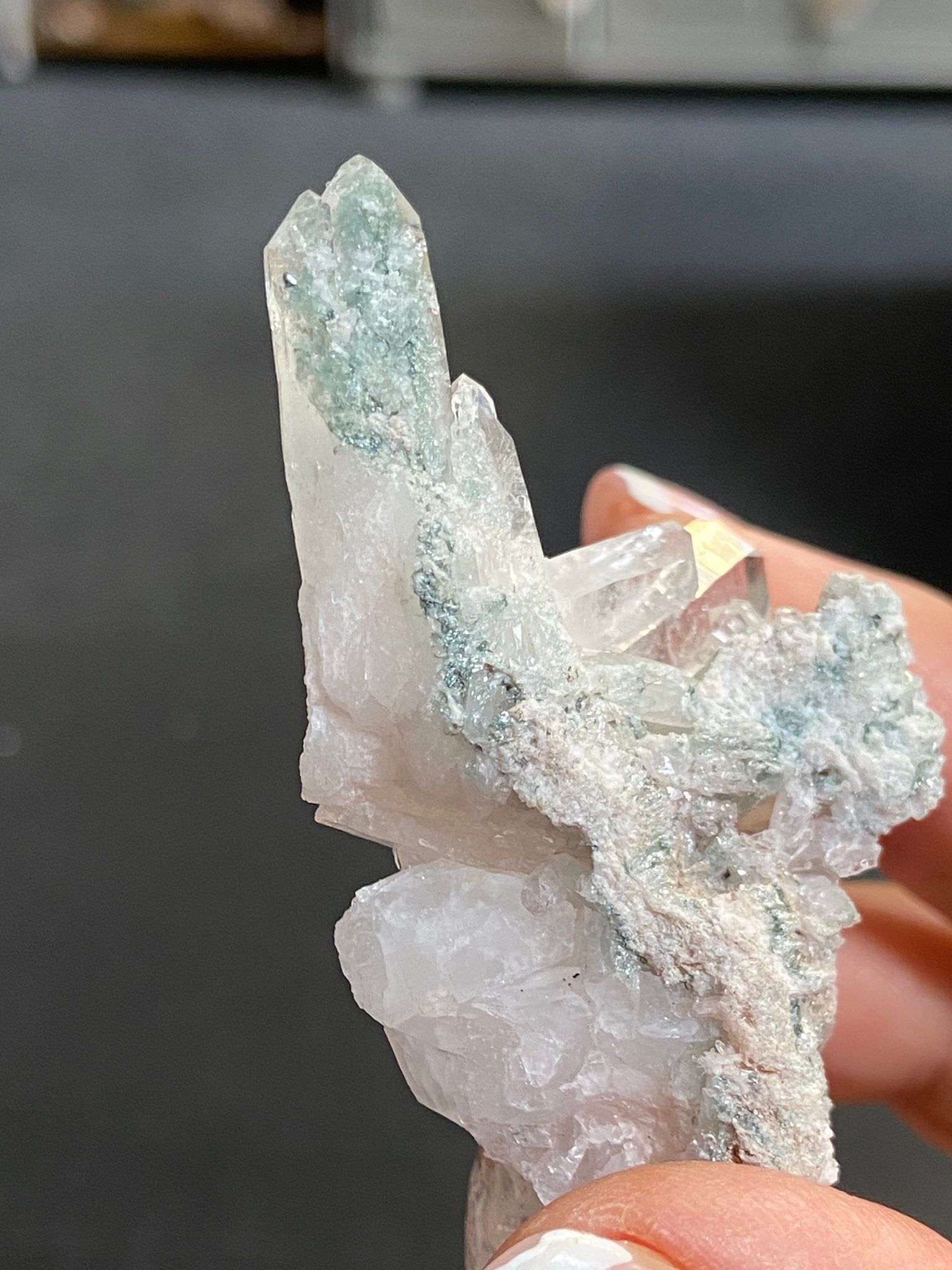 Lemurian Light Quartz Cluster with Fuchsite