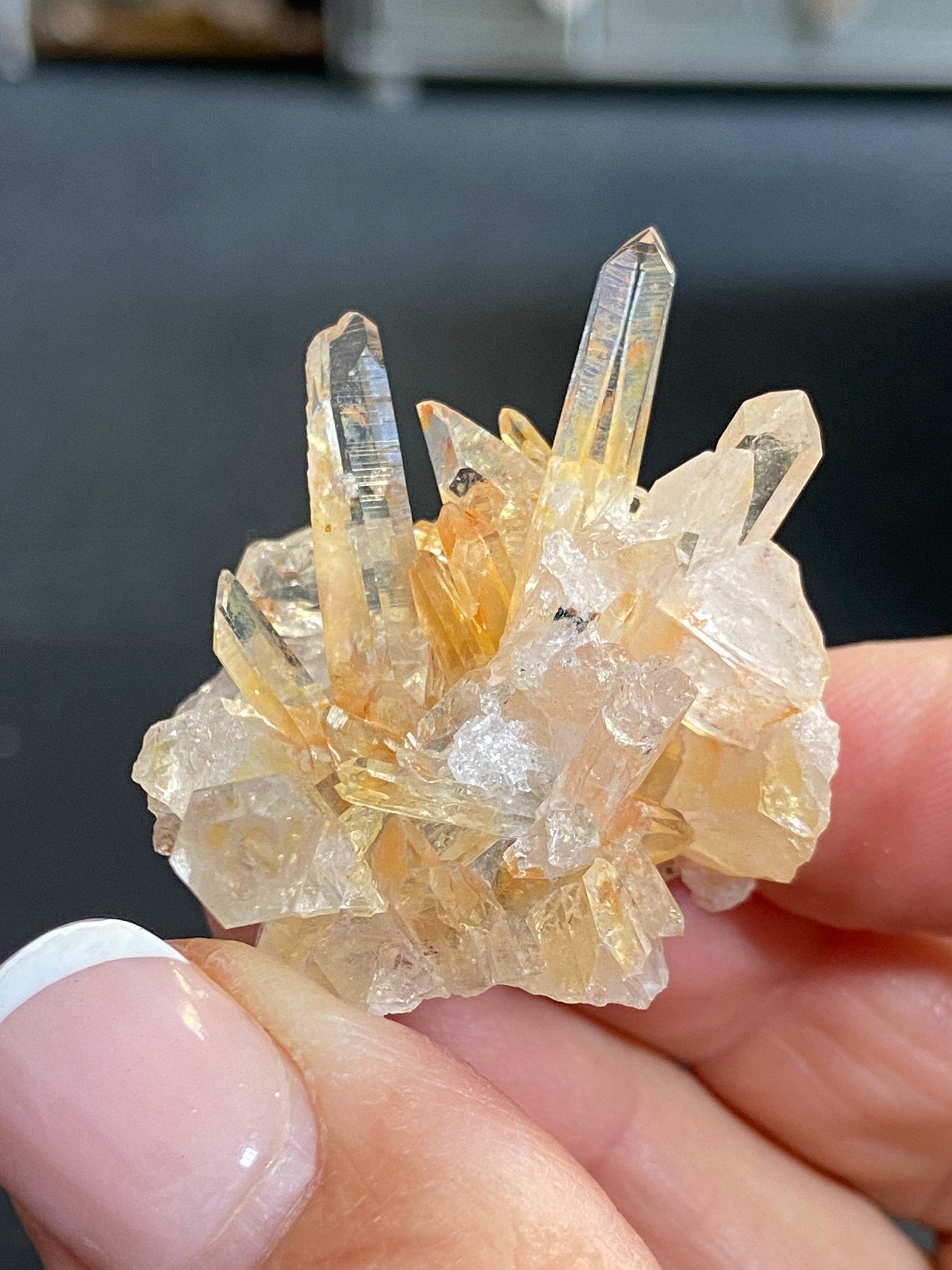 Pink & Gold Lemurian Light Quartz Cluster