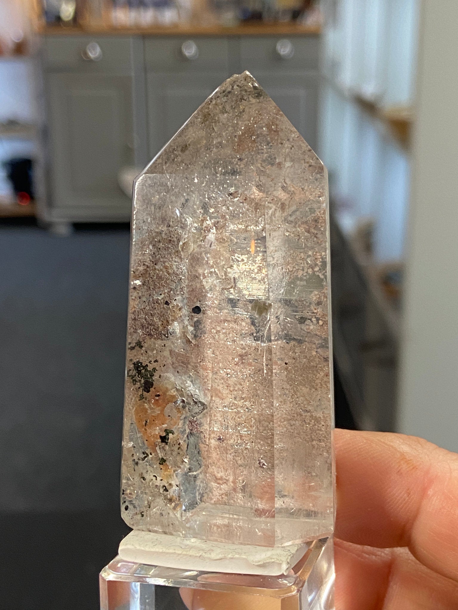 Madagascan Quartz Tower – Hematite & Mica (Part Polished)