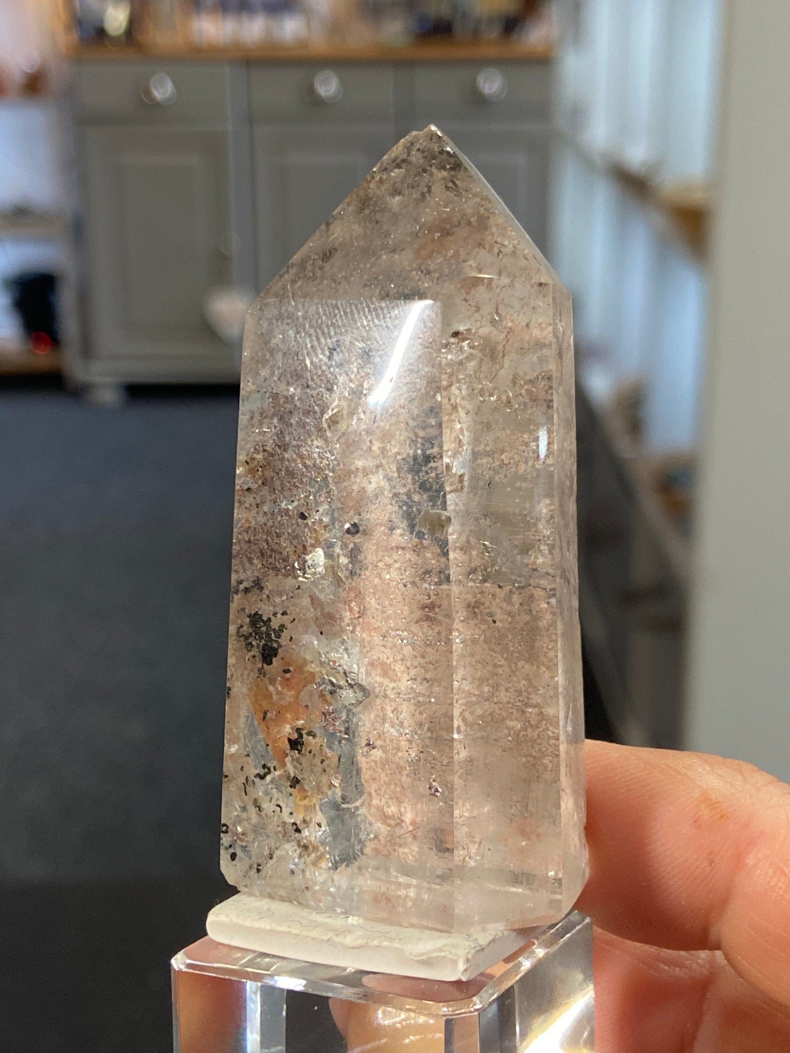 Madagascan Quartz Tower – Hematite & Mica (Part Polished)