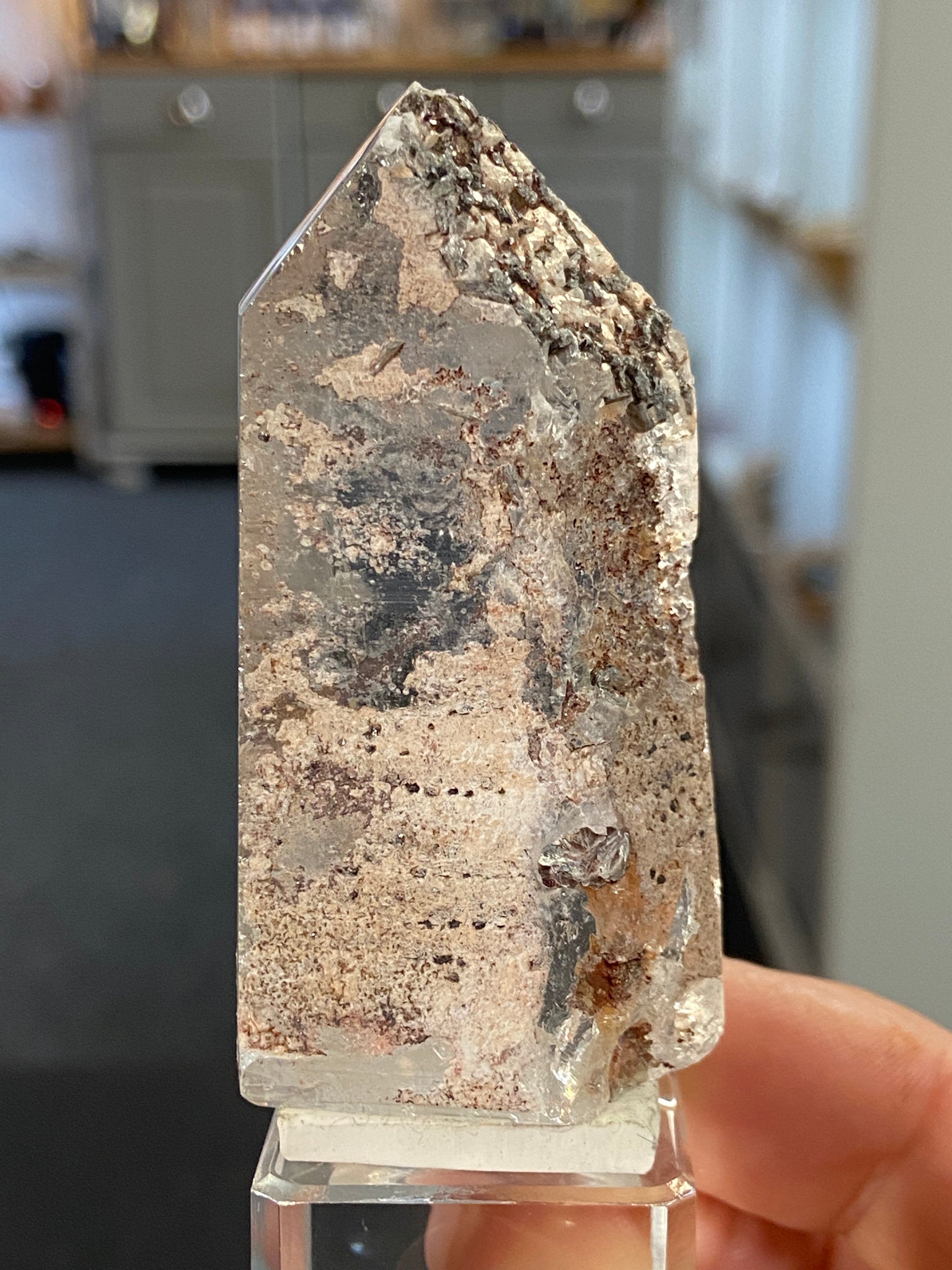 Madagascan Quartz Tower – Hematite & Mica (Part Polished)