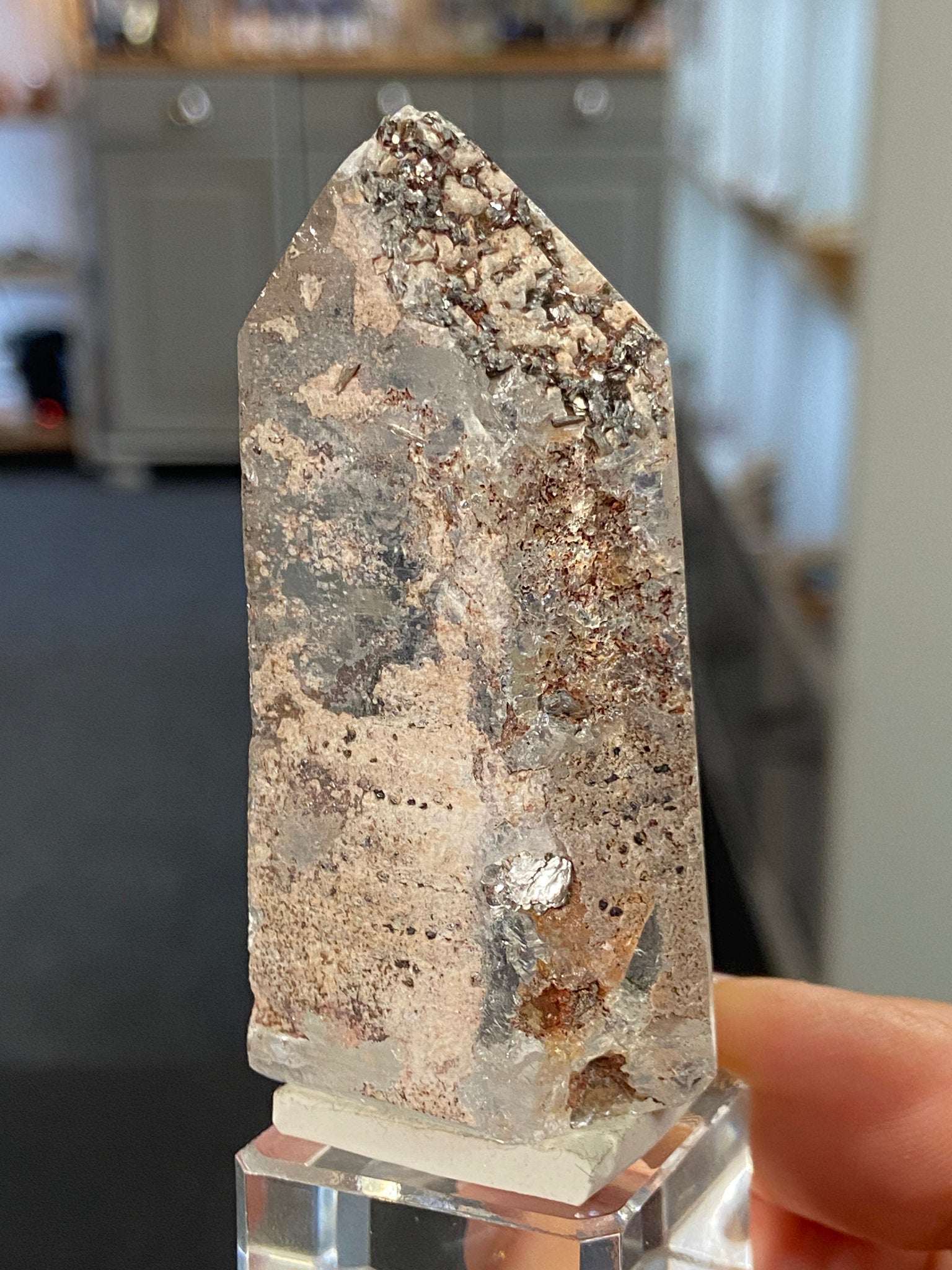 Madagascan Quartz Tower – Hematite & Mica (Part Polished)