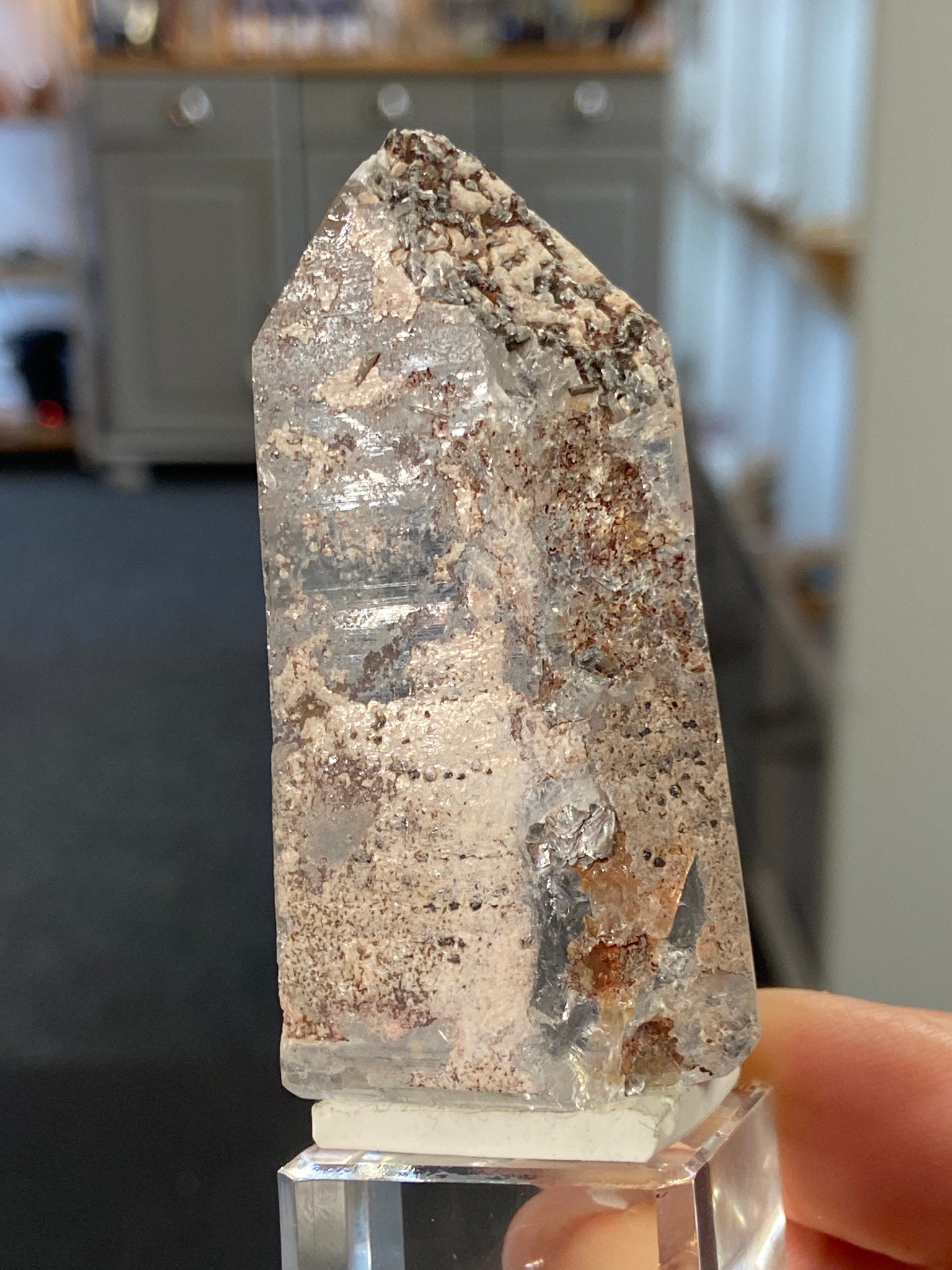 Madagascan Quartz Tower – Hematite & Mica (Part Polished)