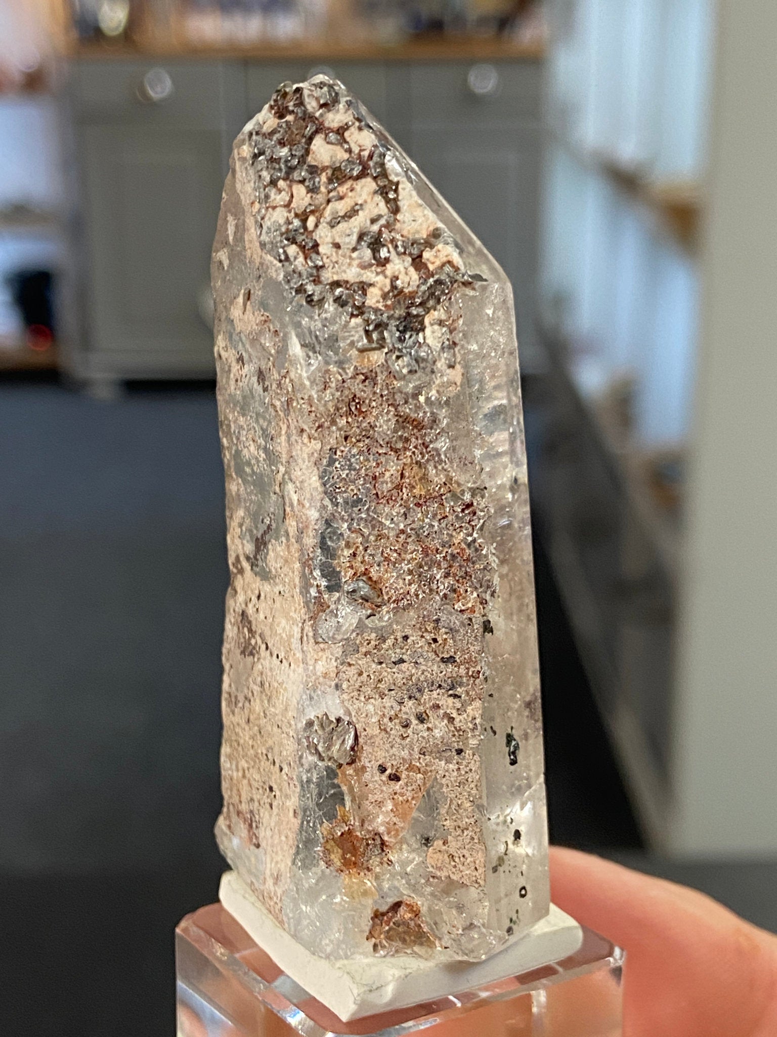 Madagascan Quartz Tower – Hematite & Mica (Part Polished)