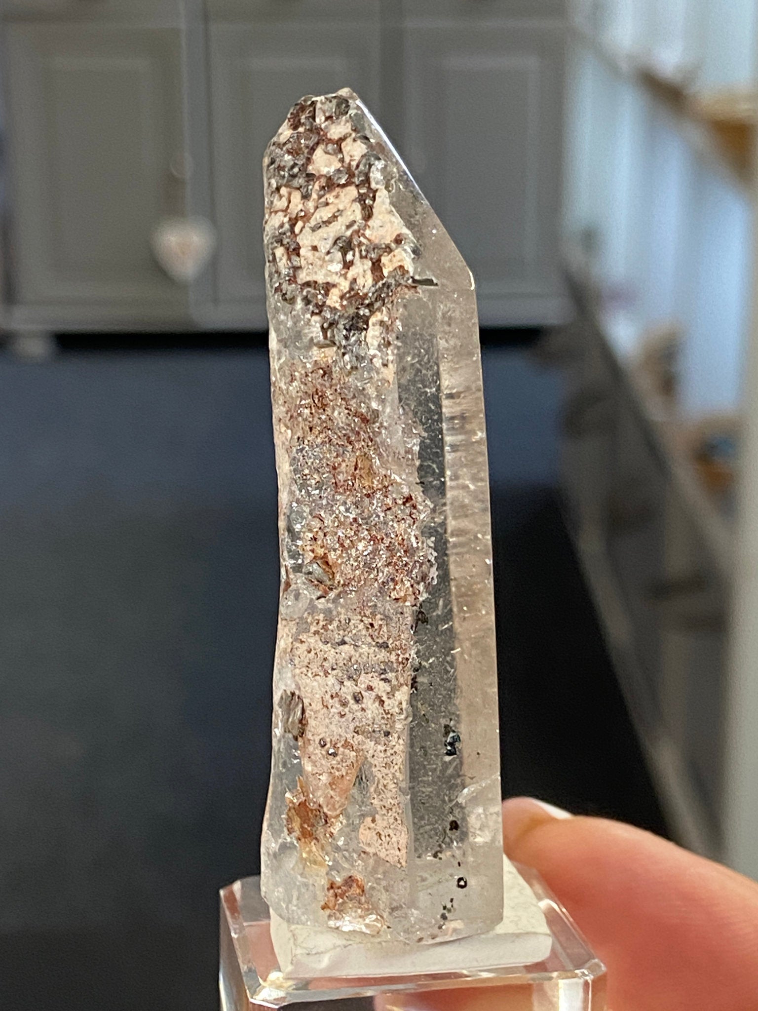 Madagascan Quartz Tower – Hematite & Mica (Part Polished)