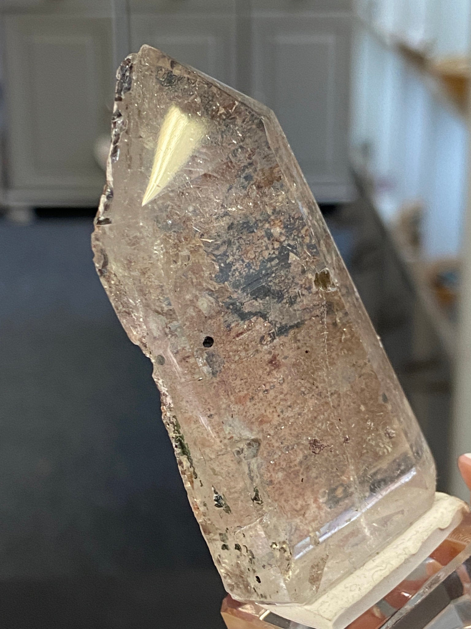 Madagascan Quartz Tower – Hematite & Mica (Part Polished)