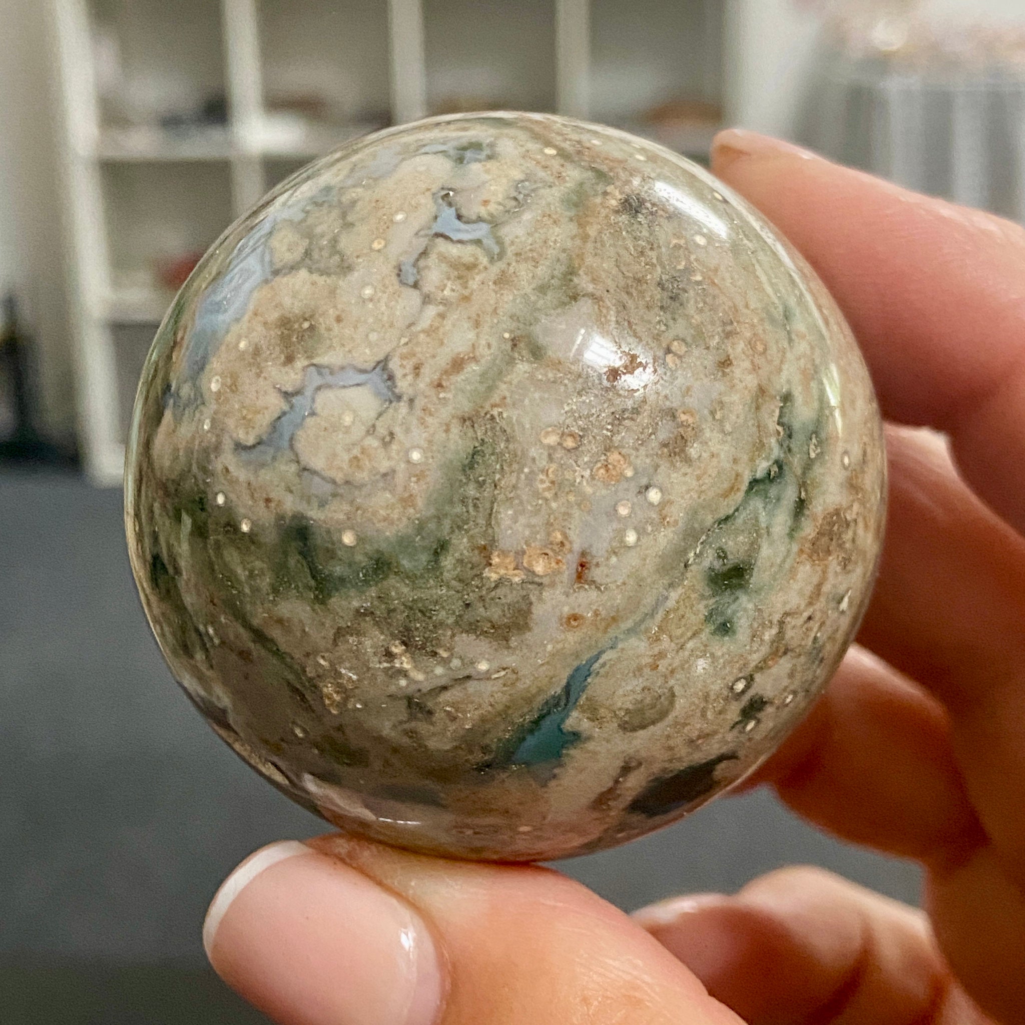 Vein 2 Ocean Jasper Sphere - Madagascar