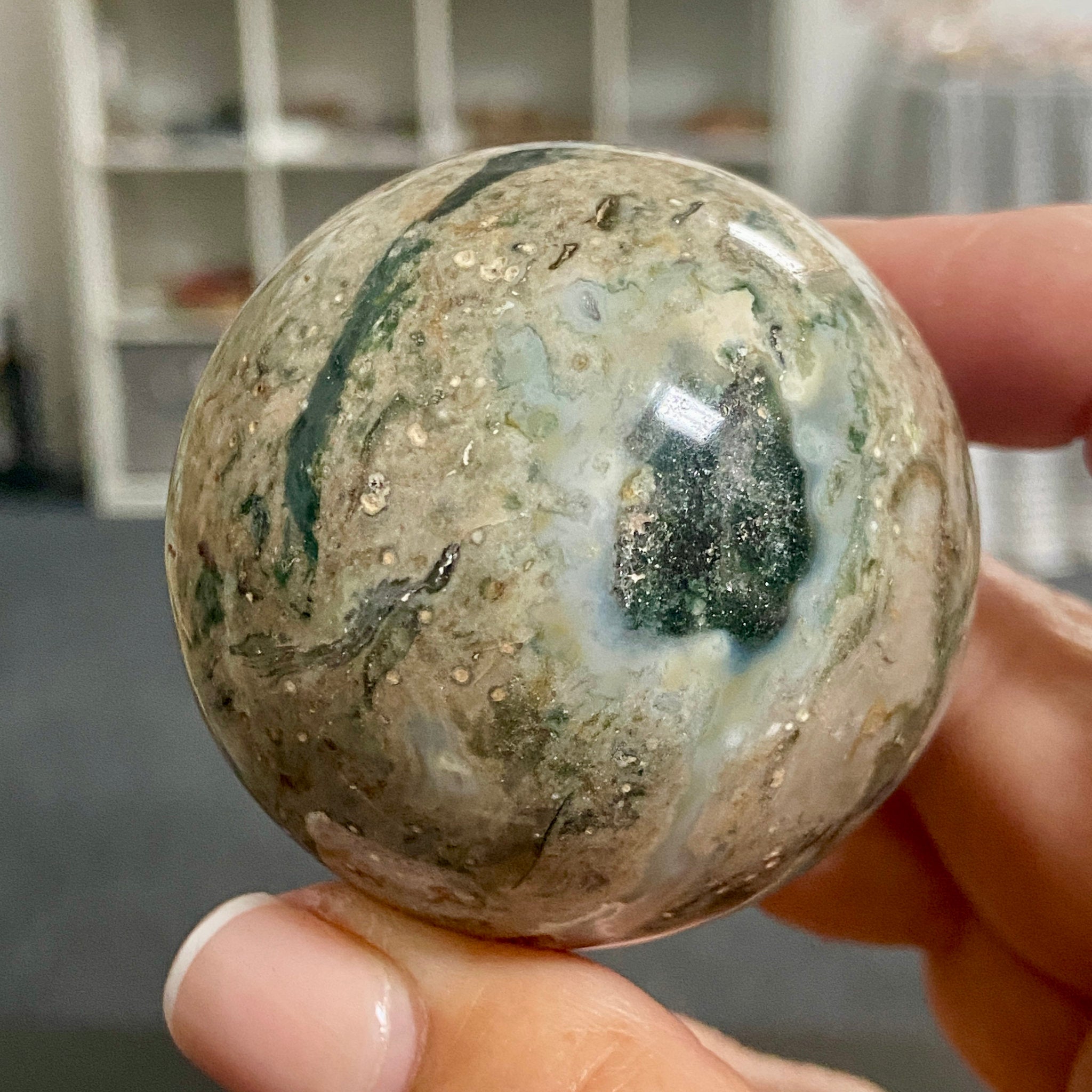 Vein 2 Ocean Jasper Sphere - Madagascar