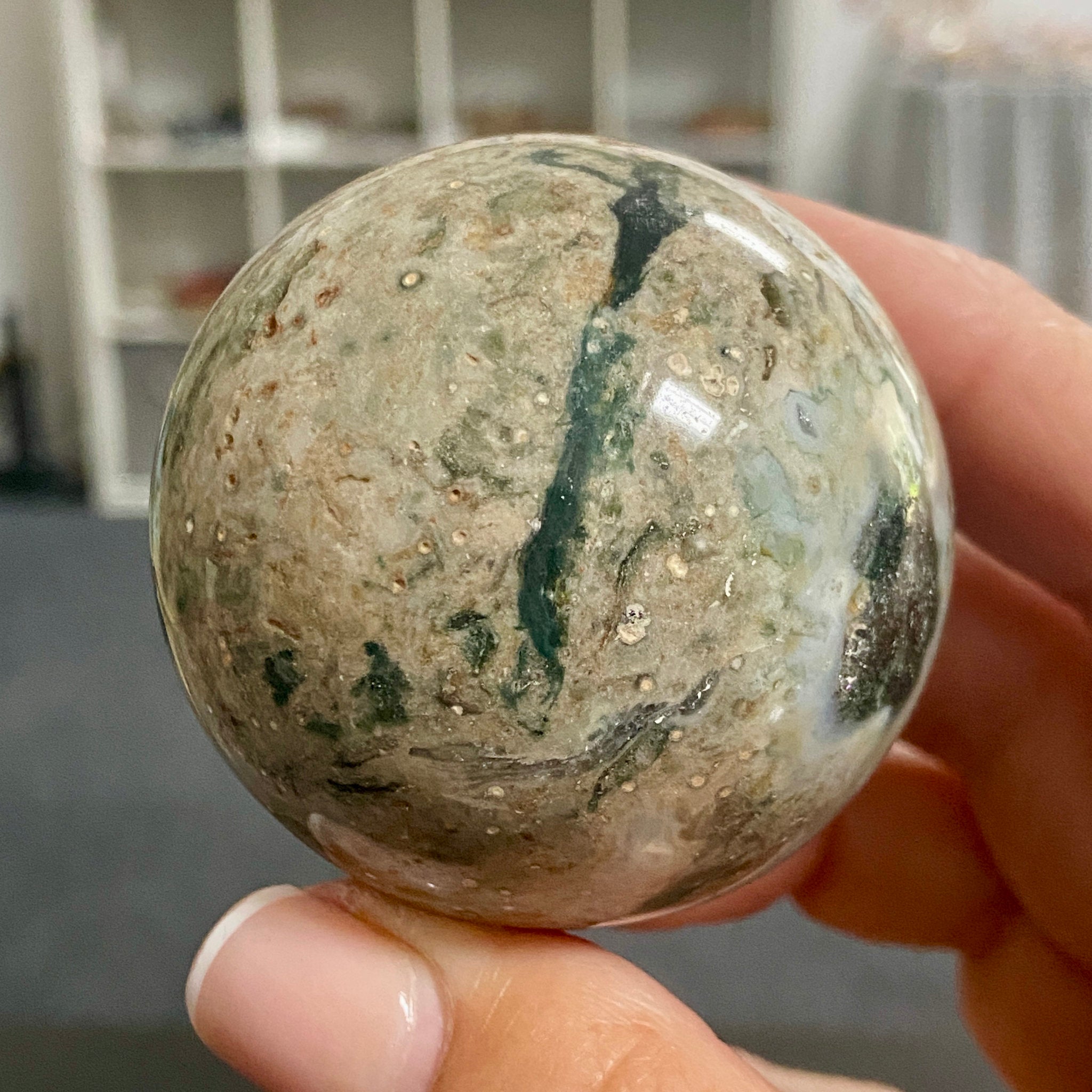 Vein 2 Ocean Jasper Sphere - Madagascar