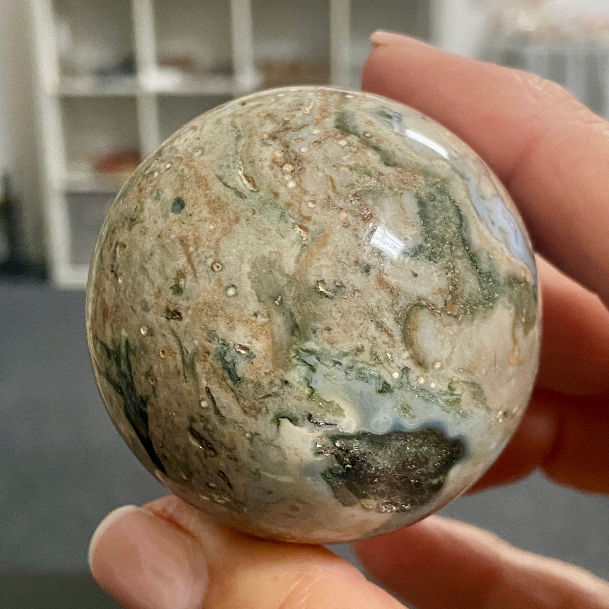 Vein 2 Ocean Jasper Sphere - Madagascar
