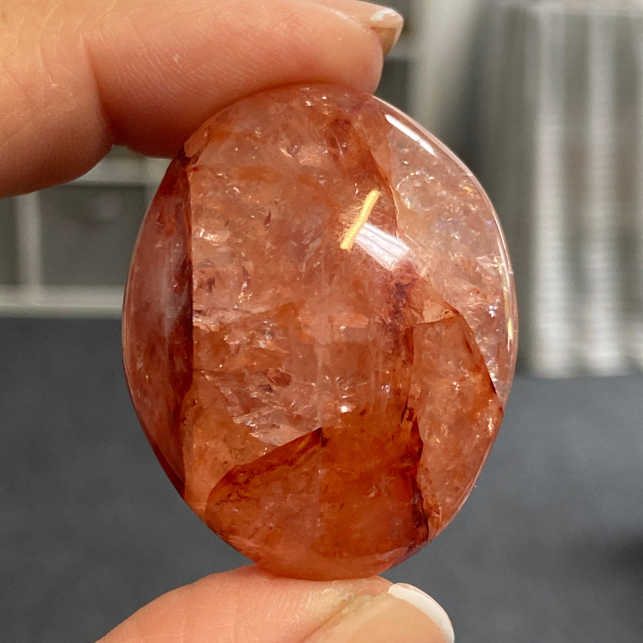 Fire Quartz Palmstone - Madagascar