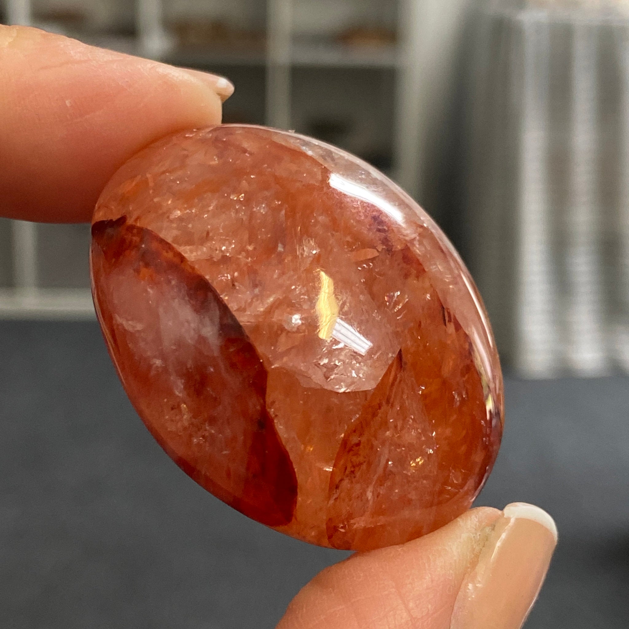 Fire Quartz Palmstone - Madagascar