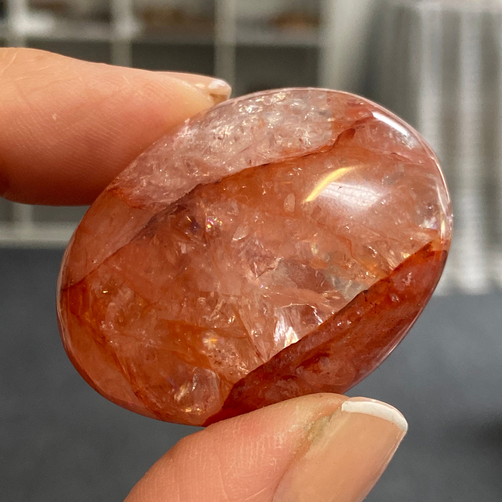 Fire Quartz Palmstone - Madagascar