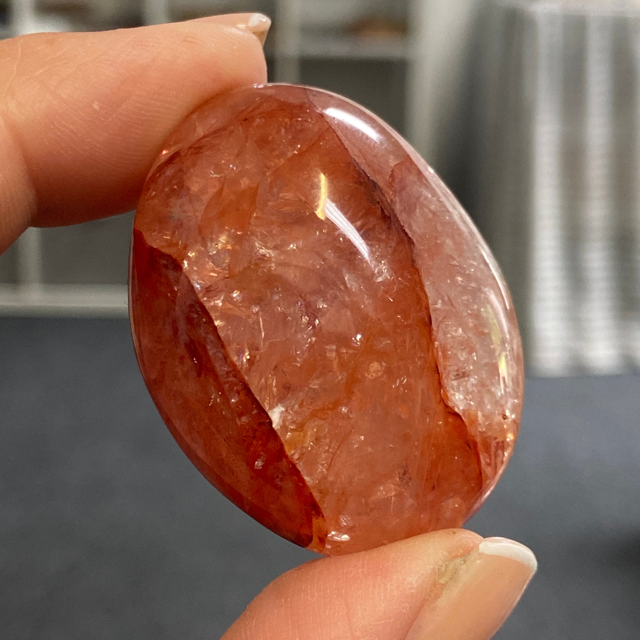 Fire Quartz Palmstone - Madagascar