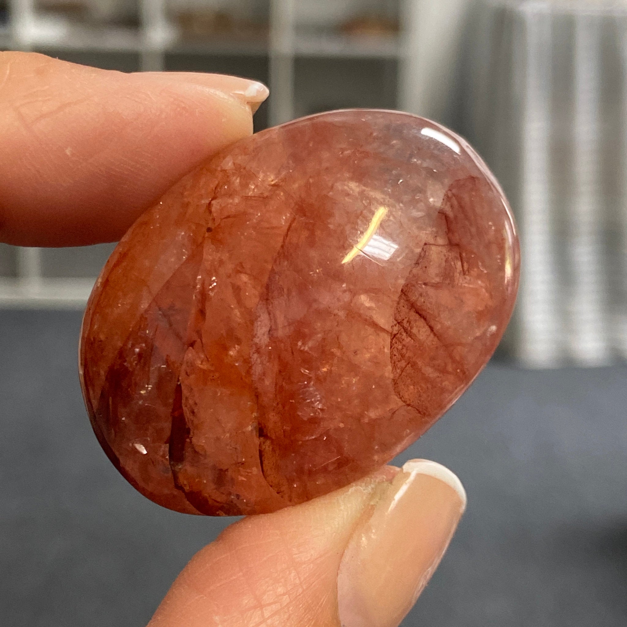 Fire Quartz Palmstone - Madagascar