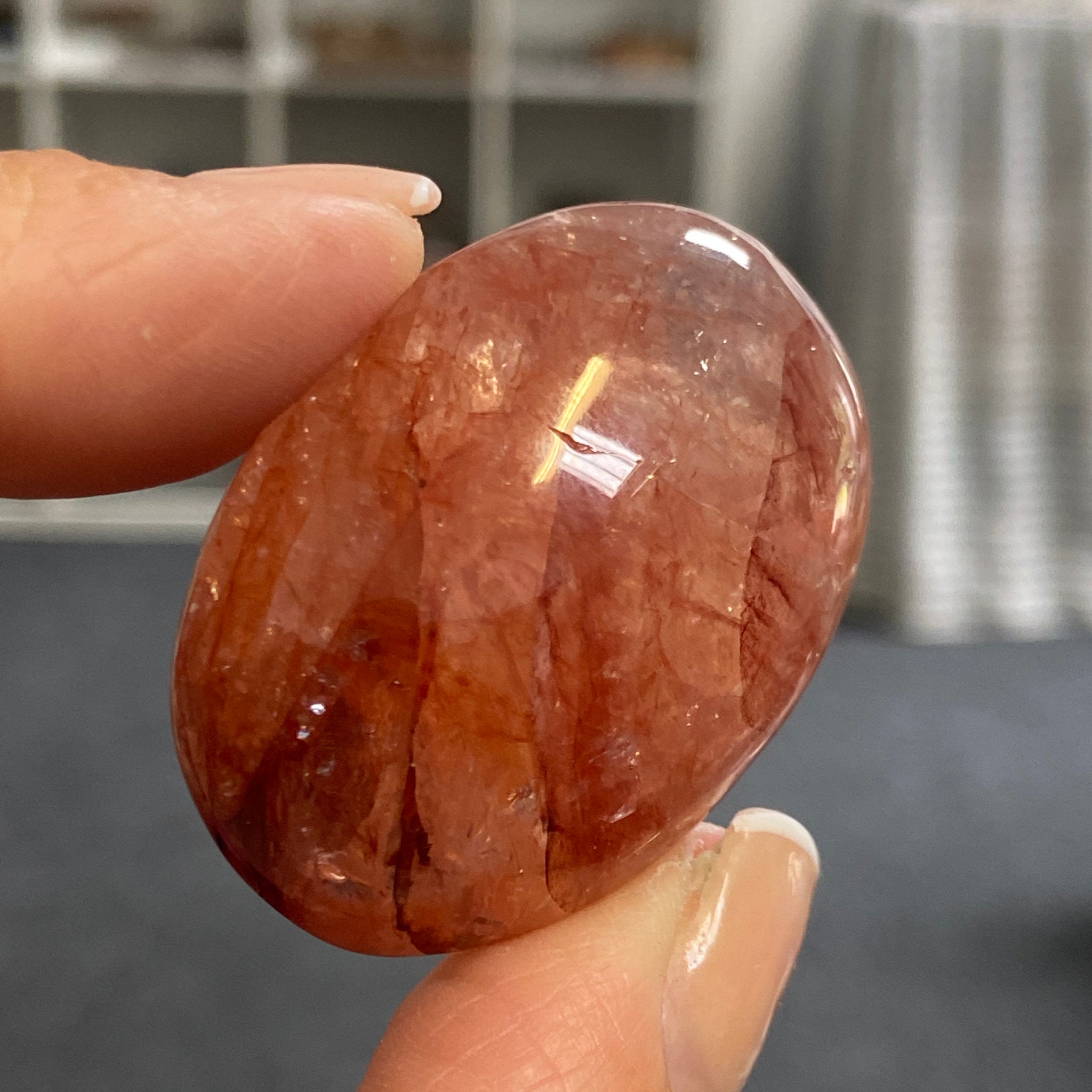 Fire Quartz Palmstone - Madagascar