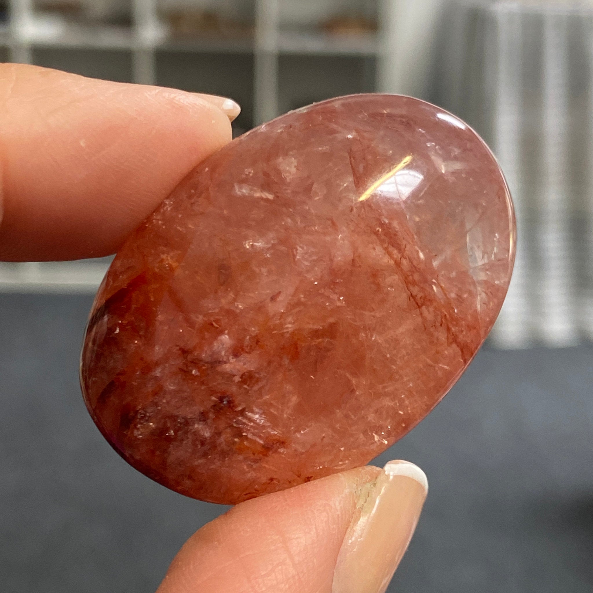 Fire Quartz Palmstone - Madagascar