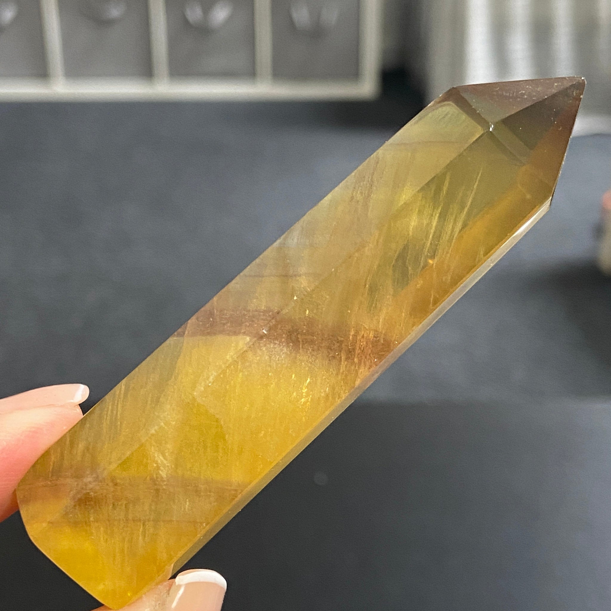Golden Banded Fluorite Tower