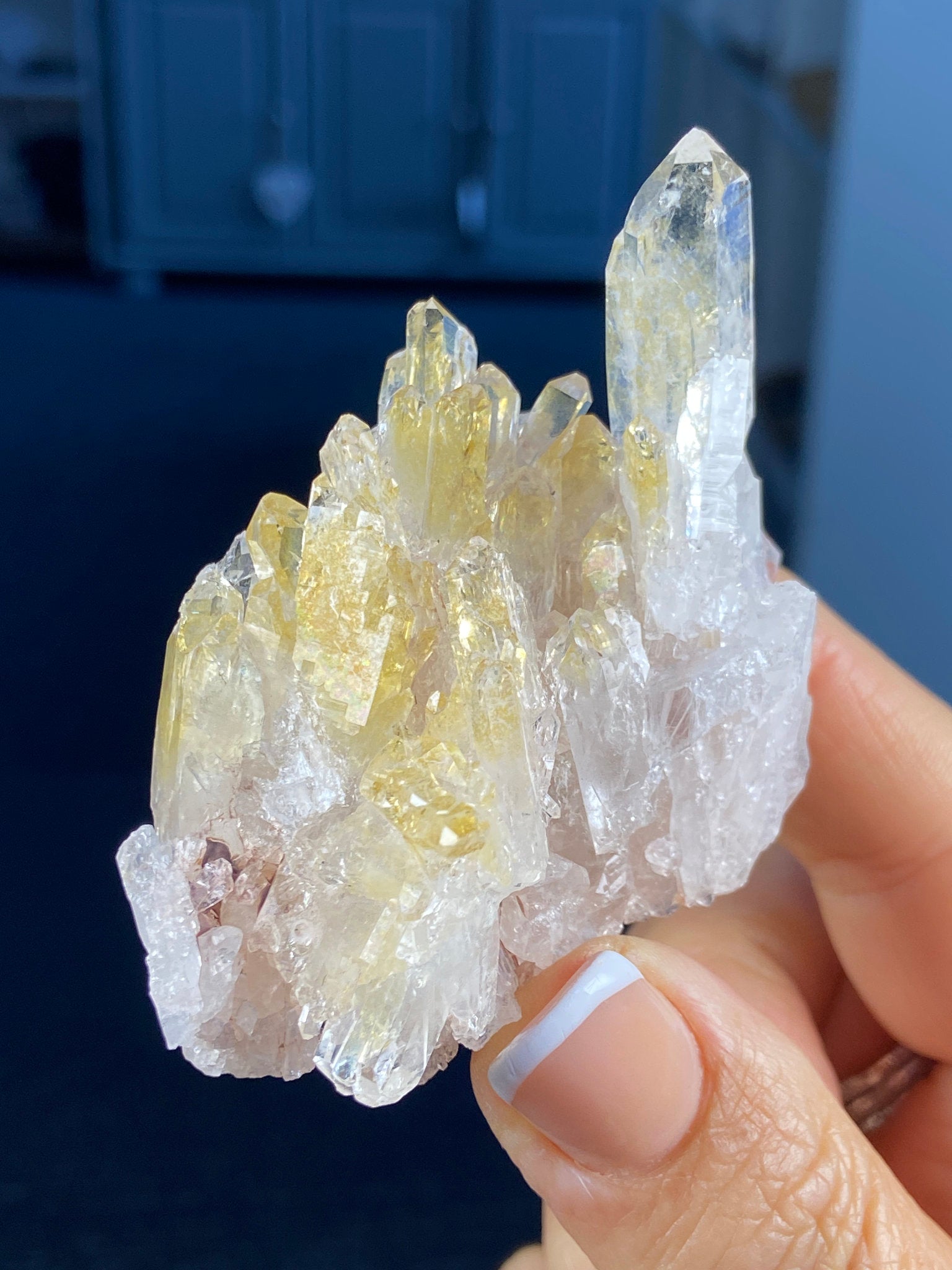 Sacred Pink & Golden Healer Lemurian Quartz Cluster