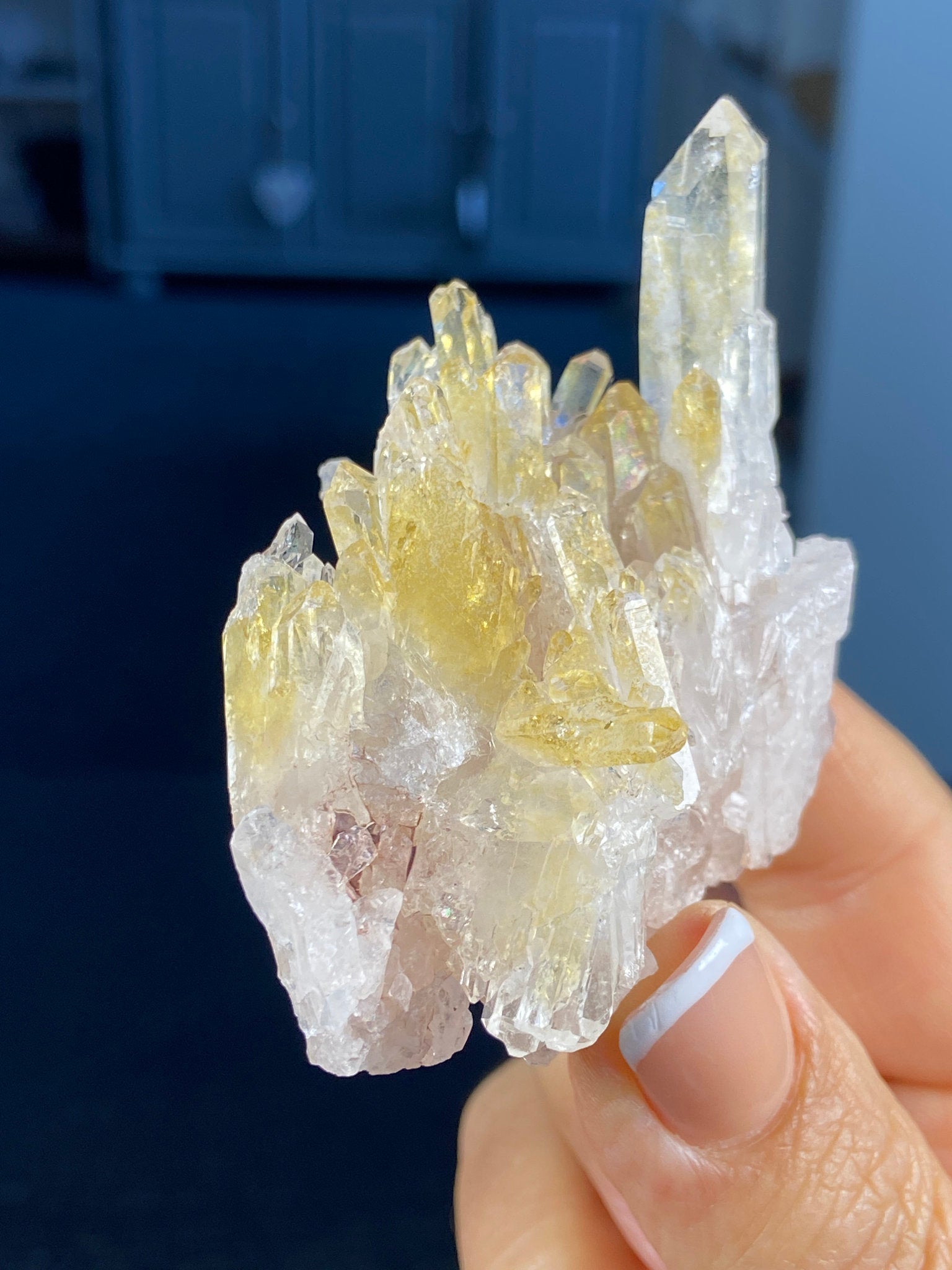 Sacred Pink & Golden Healer Lemurian Quartz Cluster