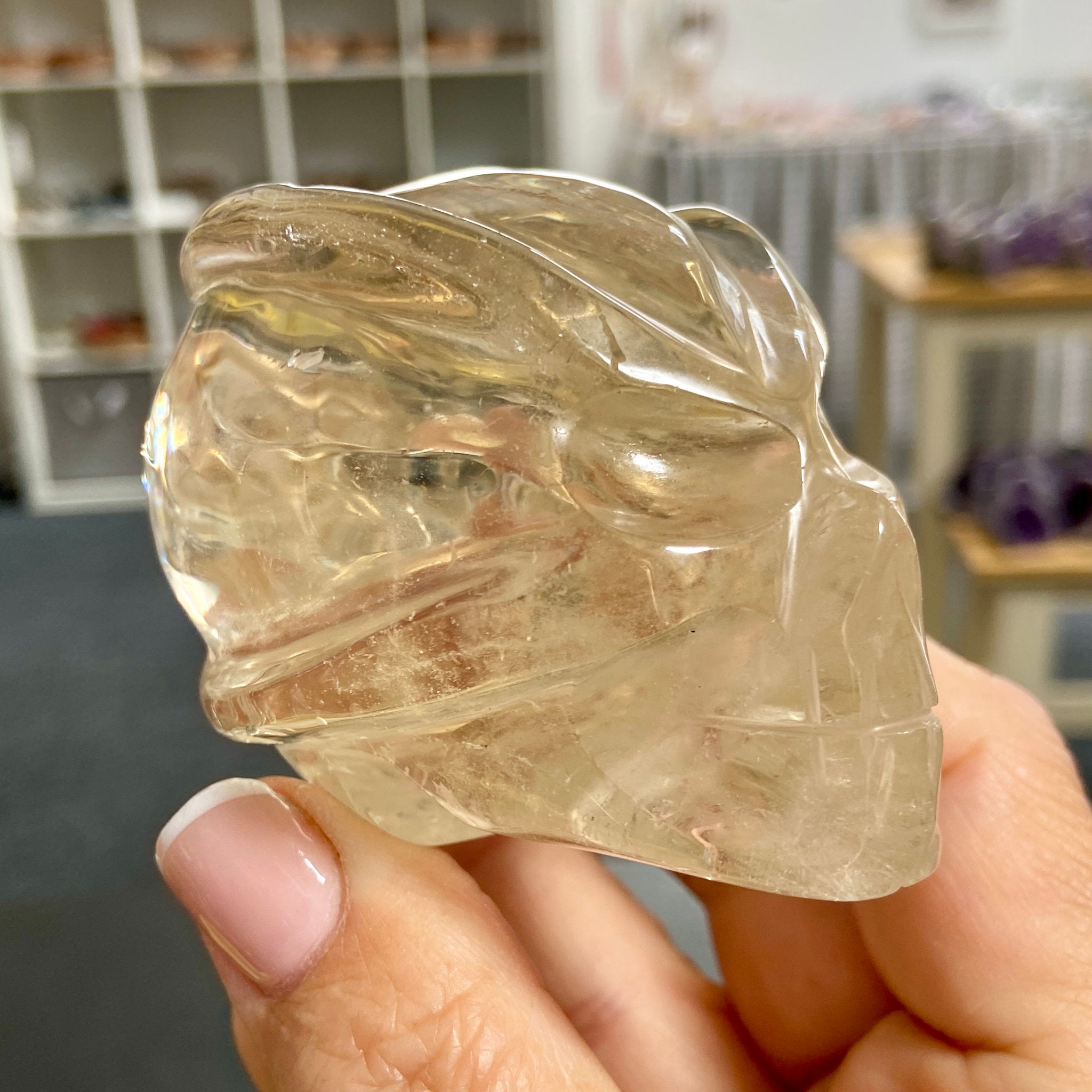 Natural Citrine Traveller Skull – Brazil