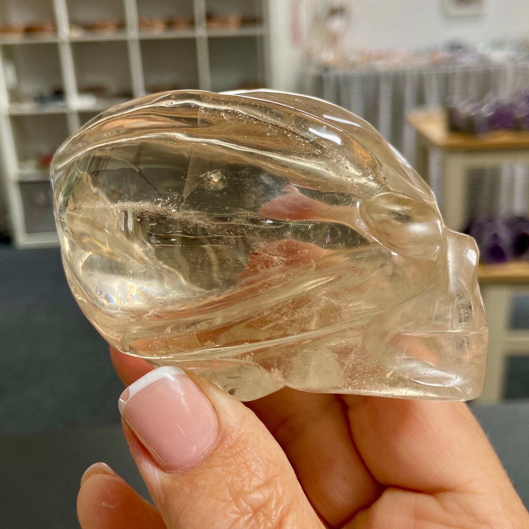 Natural Citrine Traveller Skull – Brazil