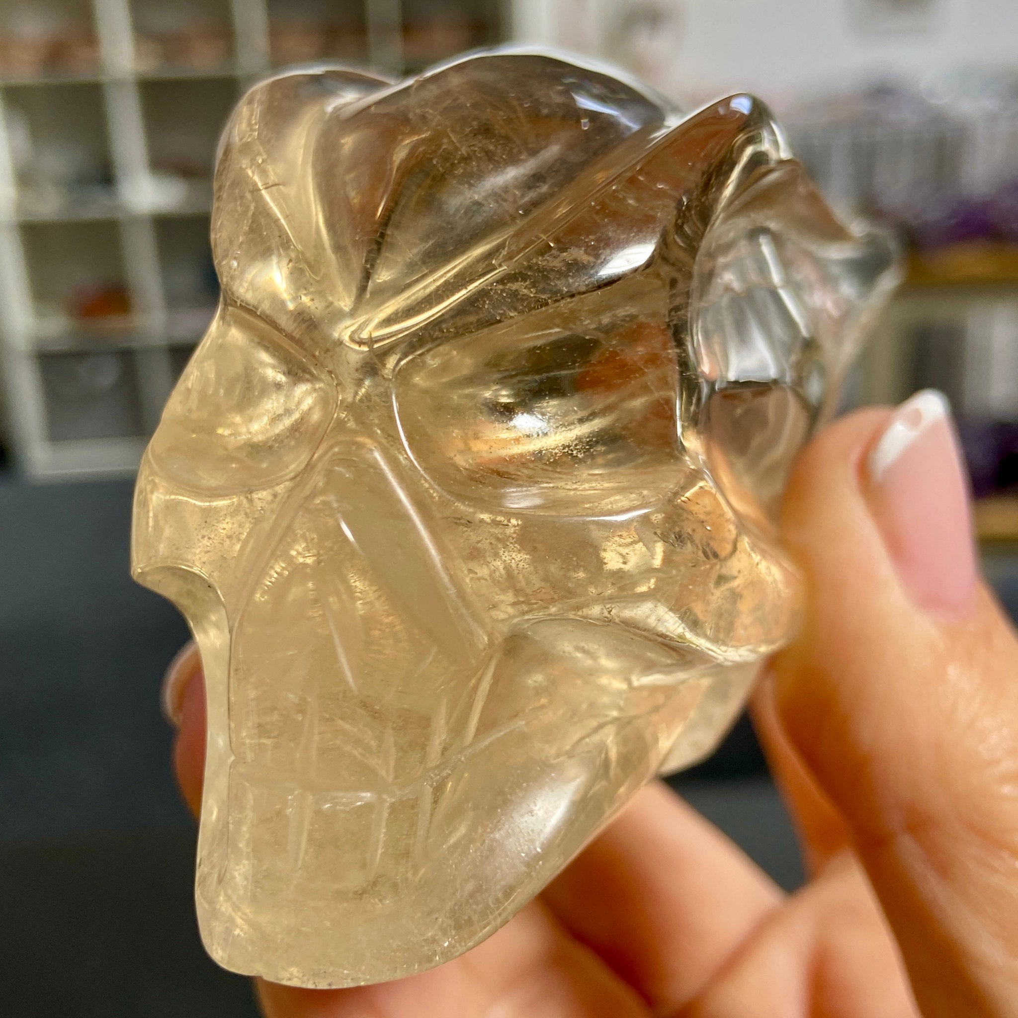 Natural Citrine Traveller Skull – Brazil