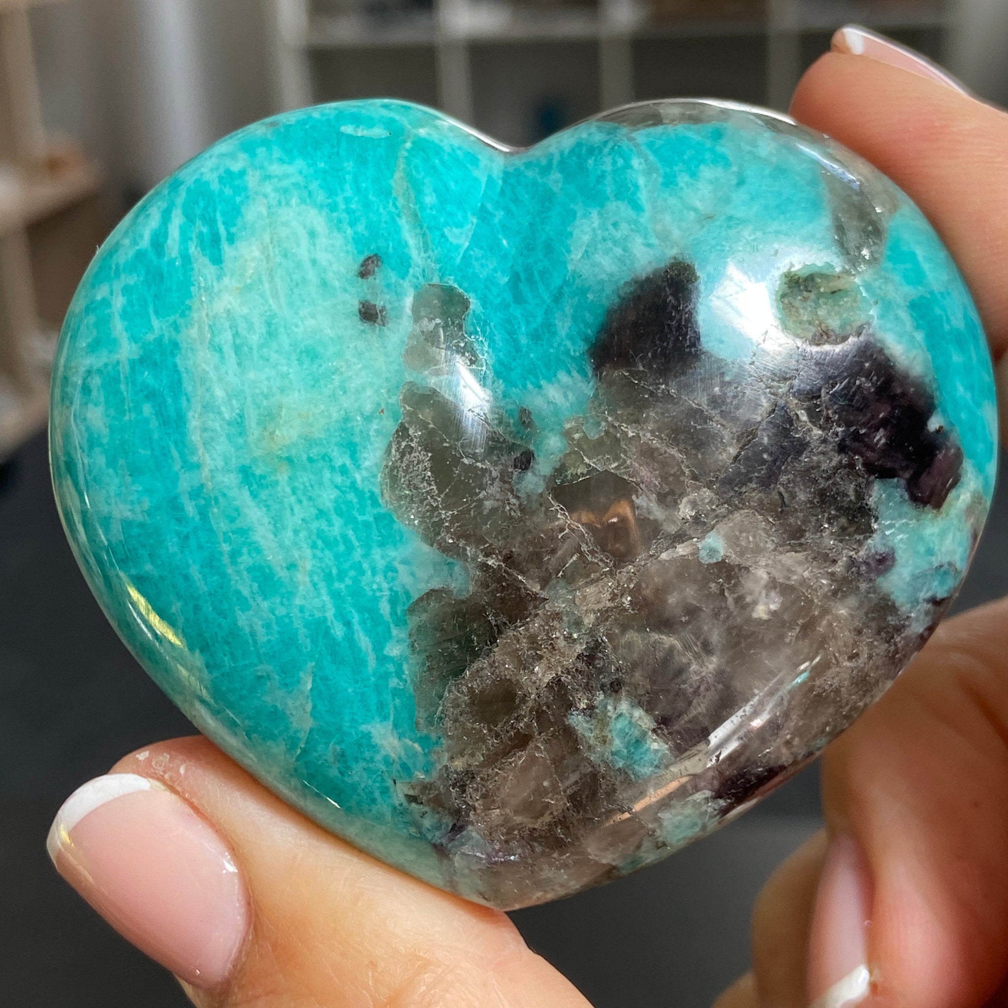 Amazonite & Smoky Quartz Heart – Madagascar